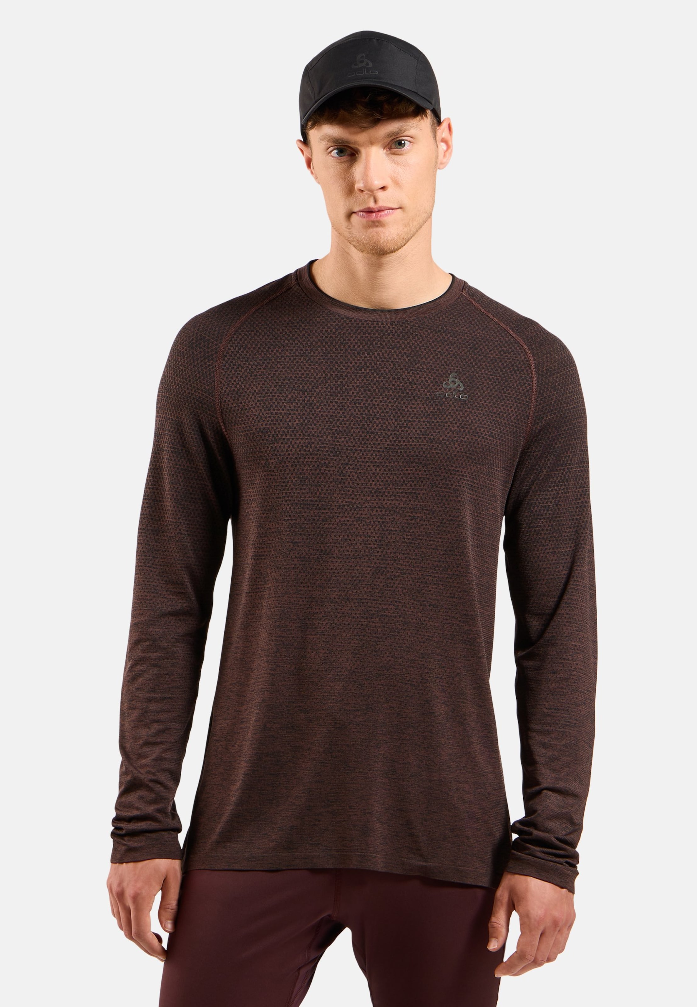Odlo Essentials Seamless Langarm-Laufshirt für Herren, XL, maron