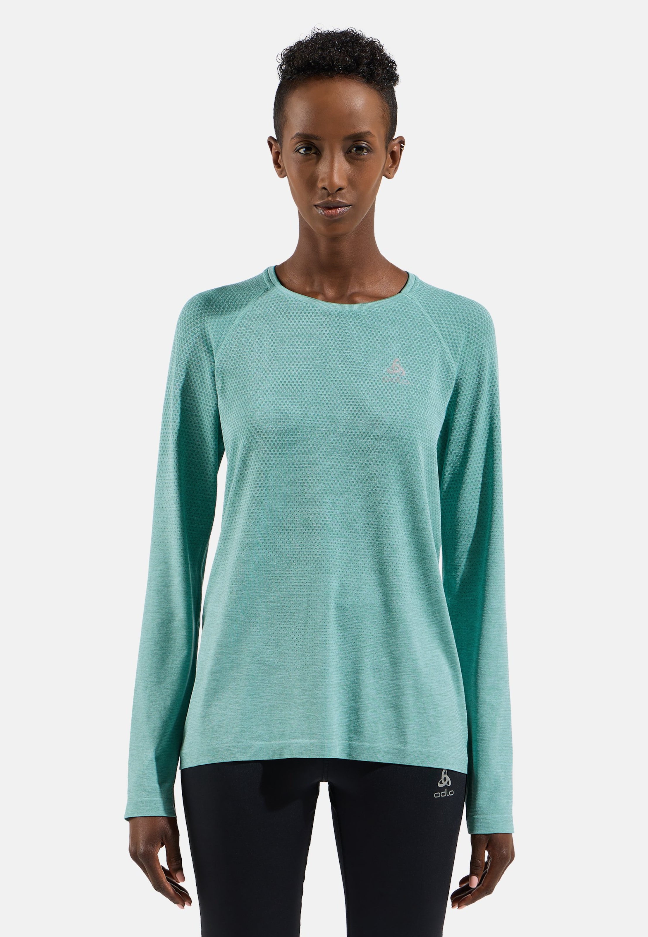 Odlo Essential Seamless Langarm-Laufshirt für Damen, L, grün