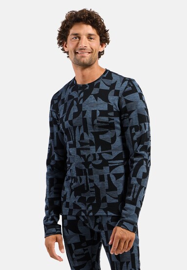 Maglia base layer girocollo a trama jacquard Merino Warm