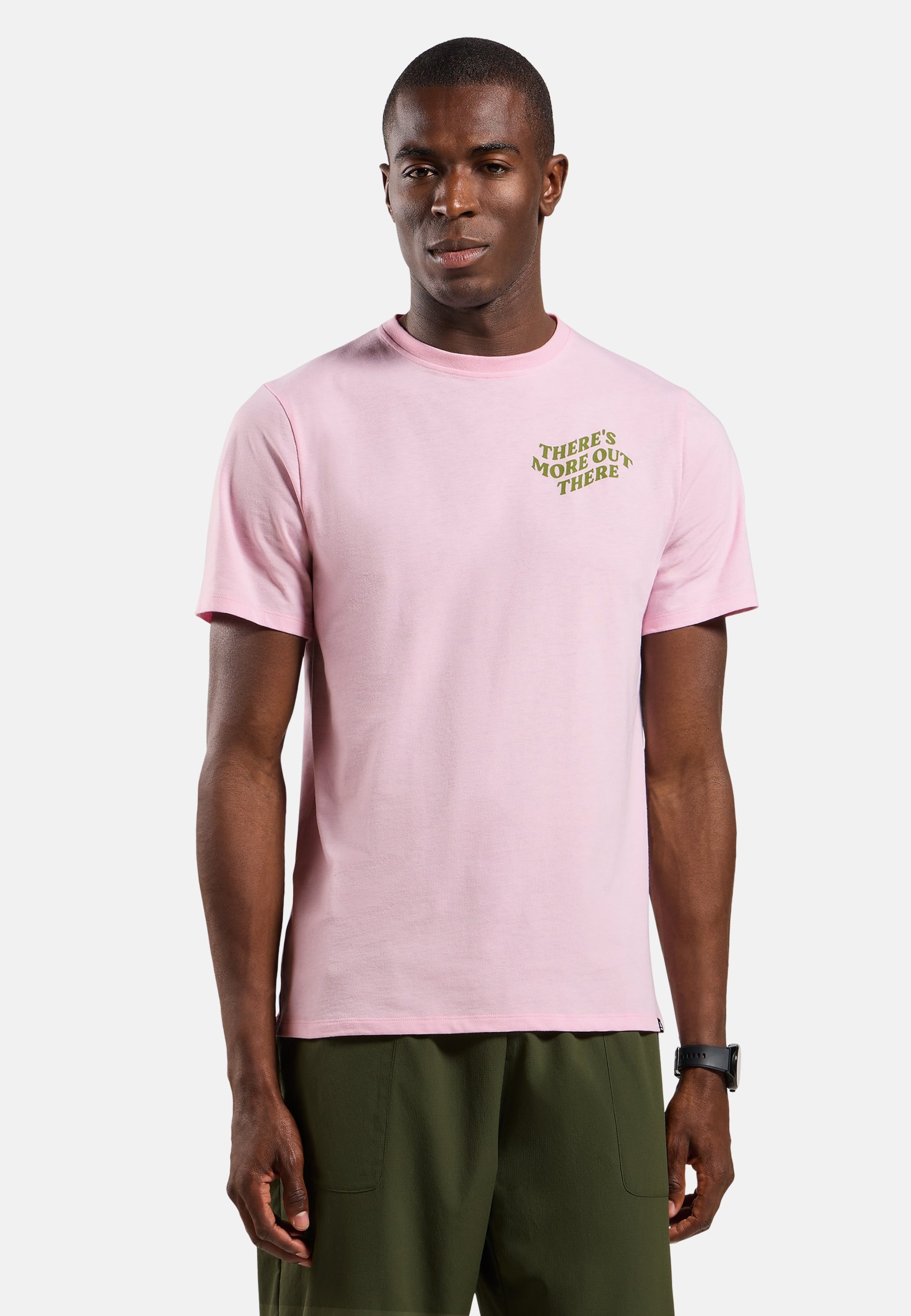 Odlo T-shirt en coton mélangé Ascent avec imprimé There’s More Out There pour homme, XL, rose