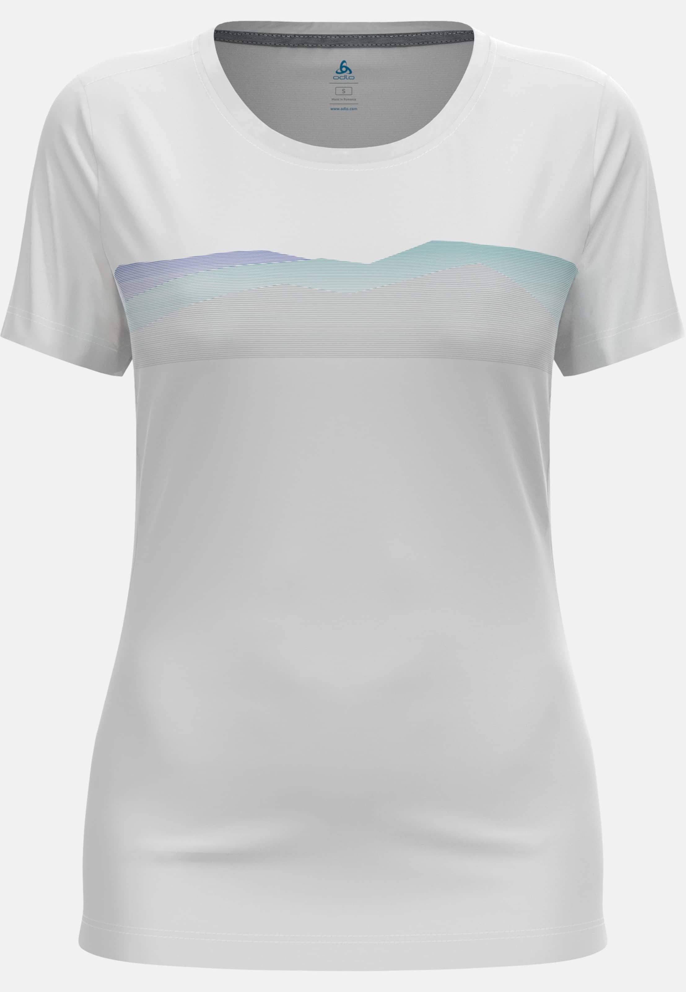 Odlo F-Dry T-Shirt mit Bergkamm-Print für Damen, L, weiss
