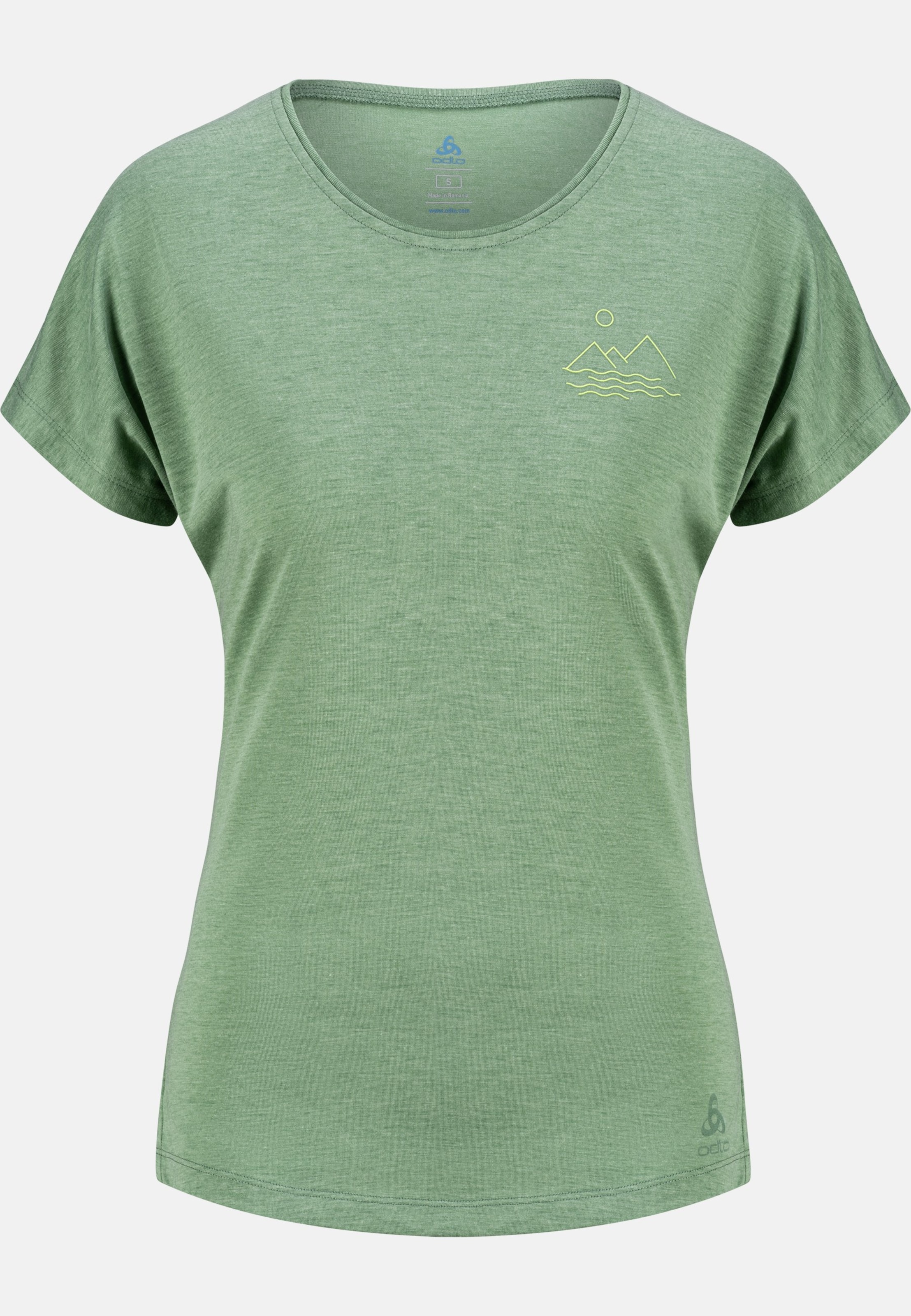Odlo Ascent 365 T-Shirt mit einfachem Landschaftsprint für Damen, S, grün