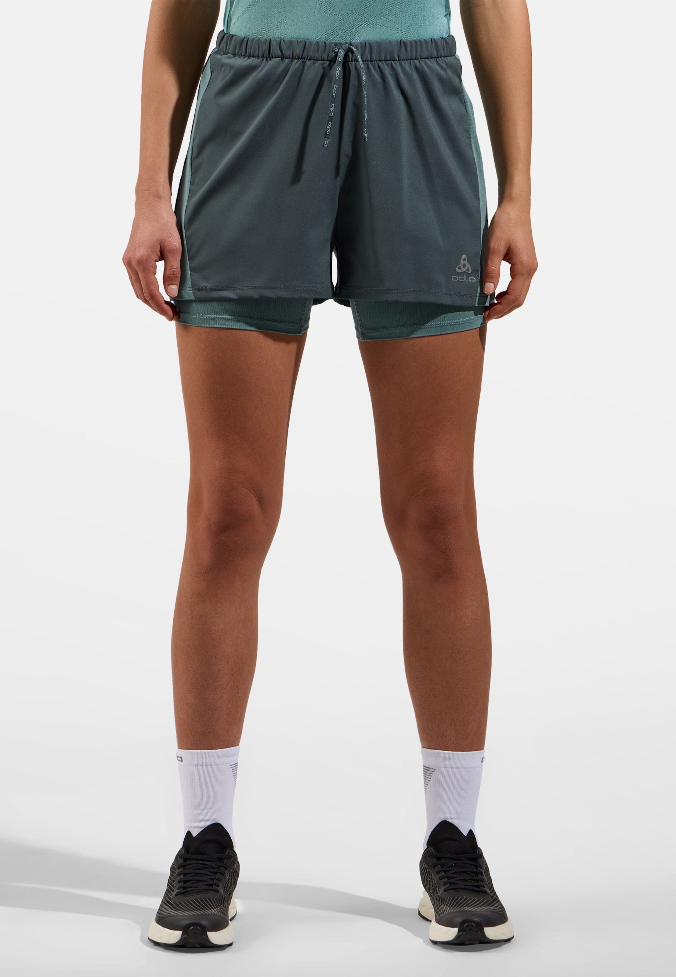 Odlo Essentials 3 Inch 2-in-1 Laufshorts für Damen, XL, grün