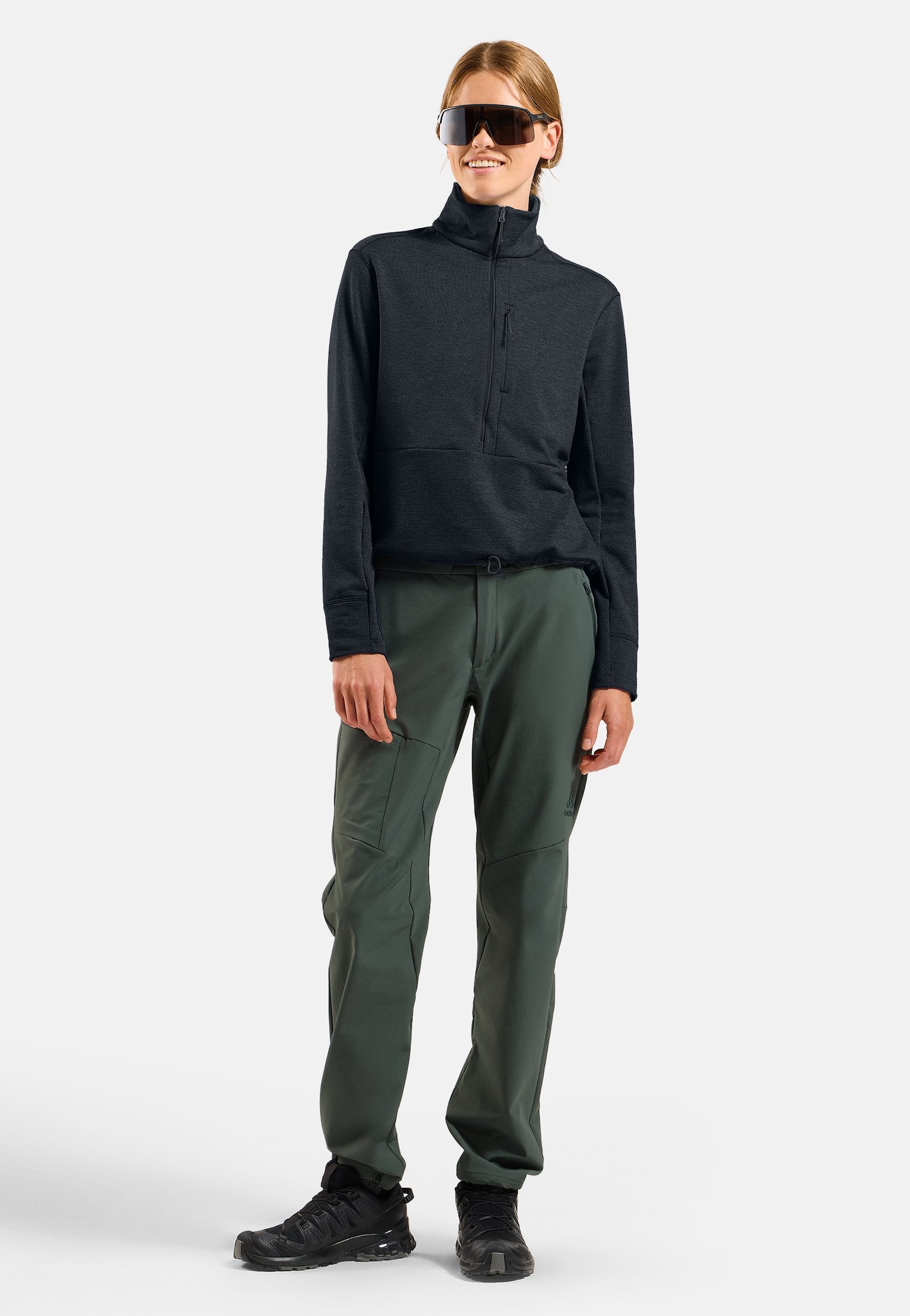 Mid layer multisport Essentials in pile con lavorazione a reticolo a mezza zip