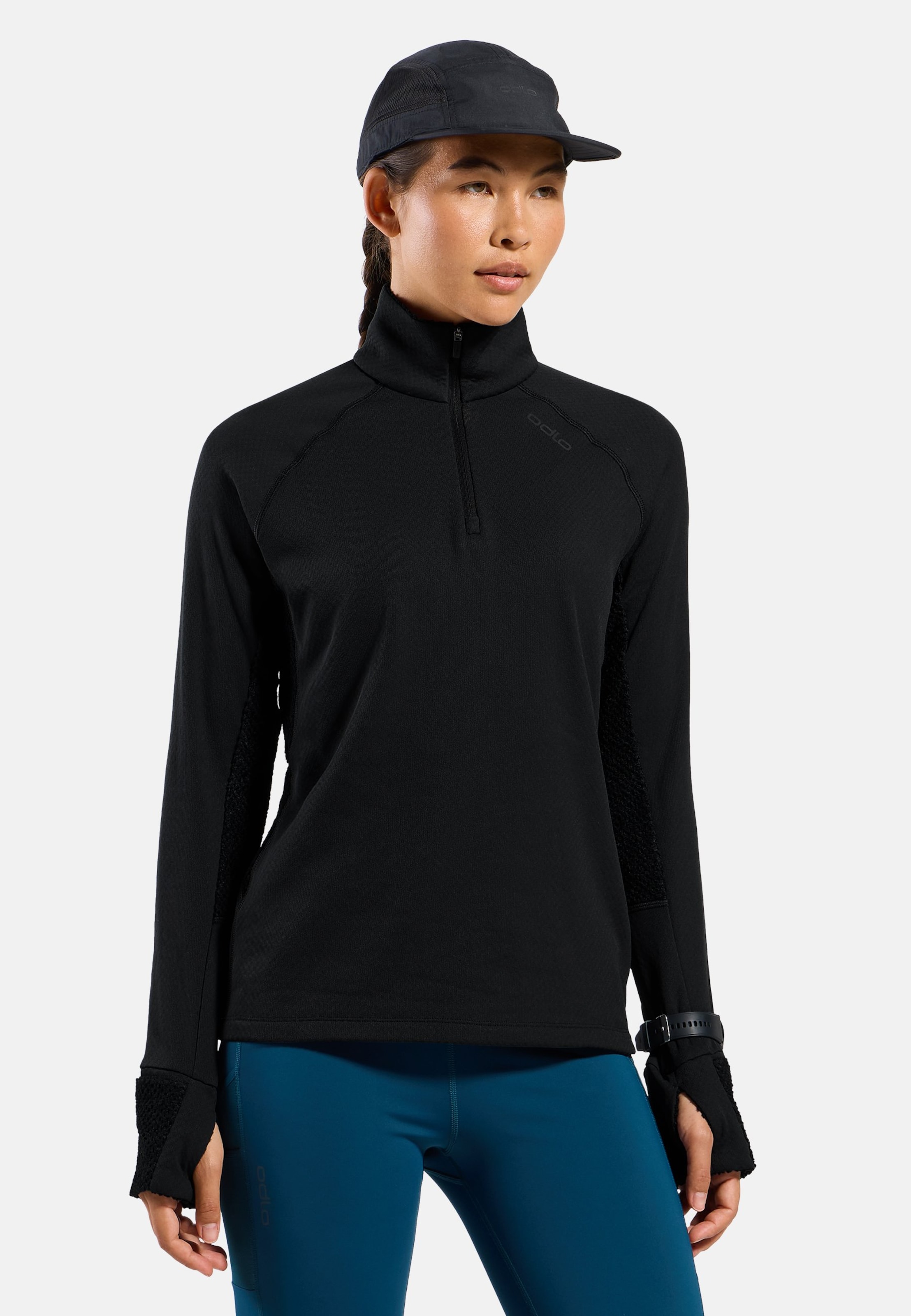 Odlo X-Alp Lauf-Mid Layer Half-Zip für Damen - Trail Running, Wandern - schwarz, L