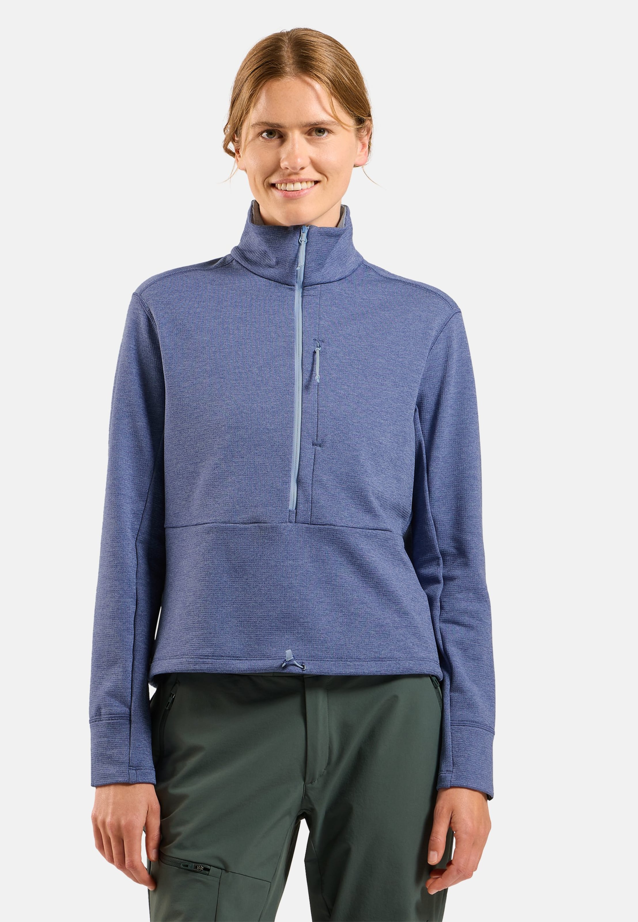 Odlo Essentials Multisport Mid Layer aus Grid-Fleece mit Halbreissverschluss für Damen, M, blau