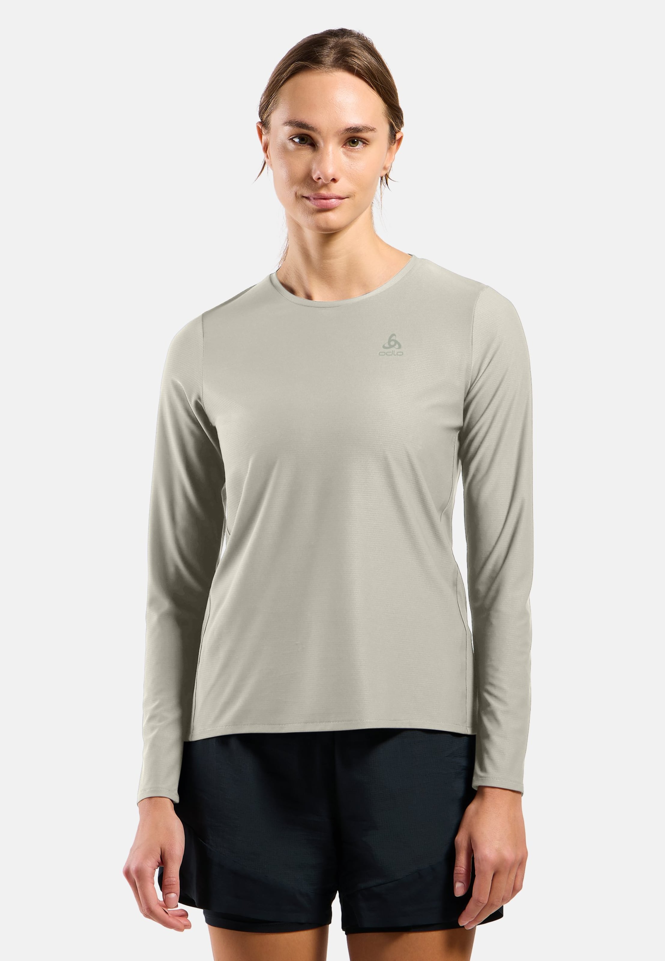 Odlo Zeroweight Chill-Tec Langarm-Laufshirt 2.0 für Damen, M, beige