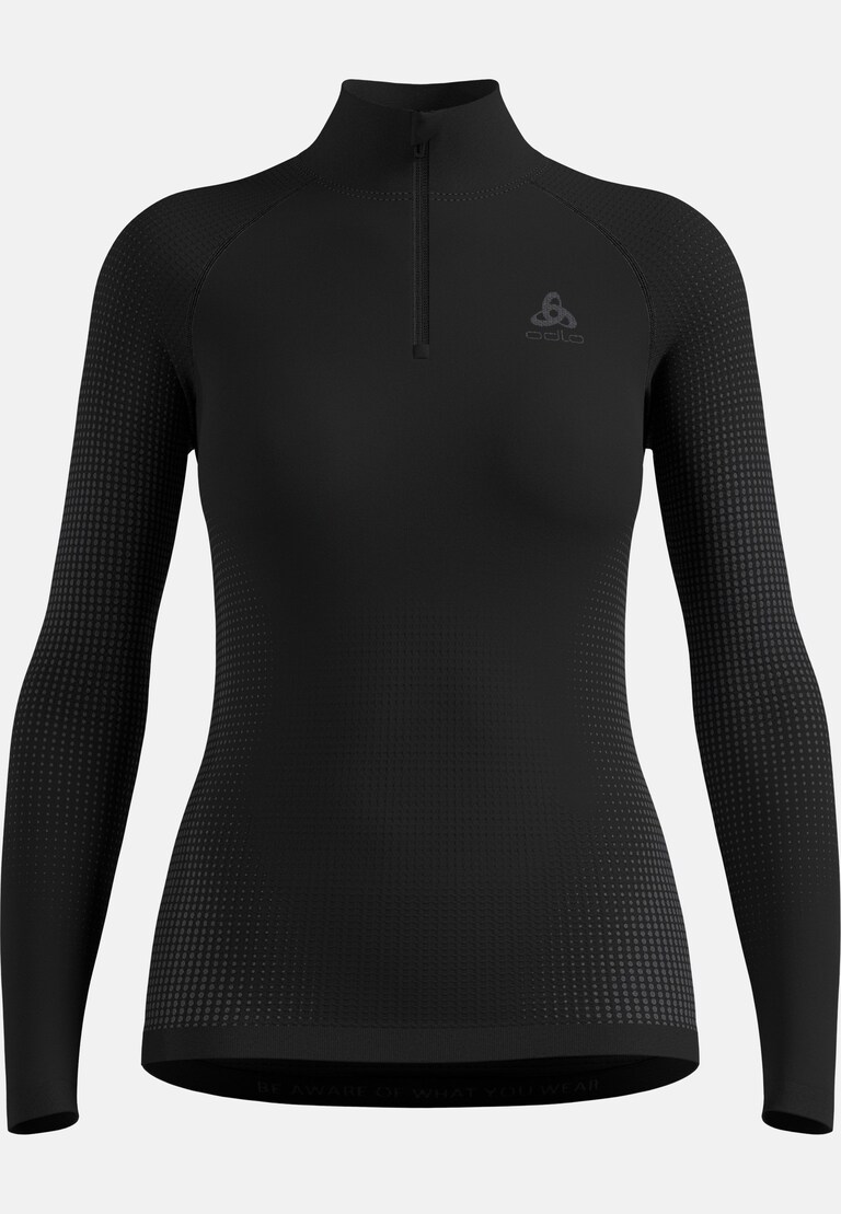 Top a collo alto con mezza zip Performance Warm da donna