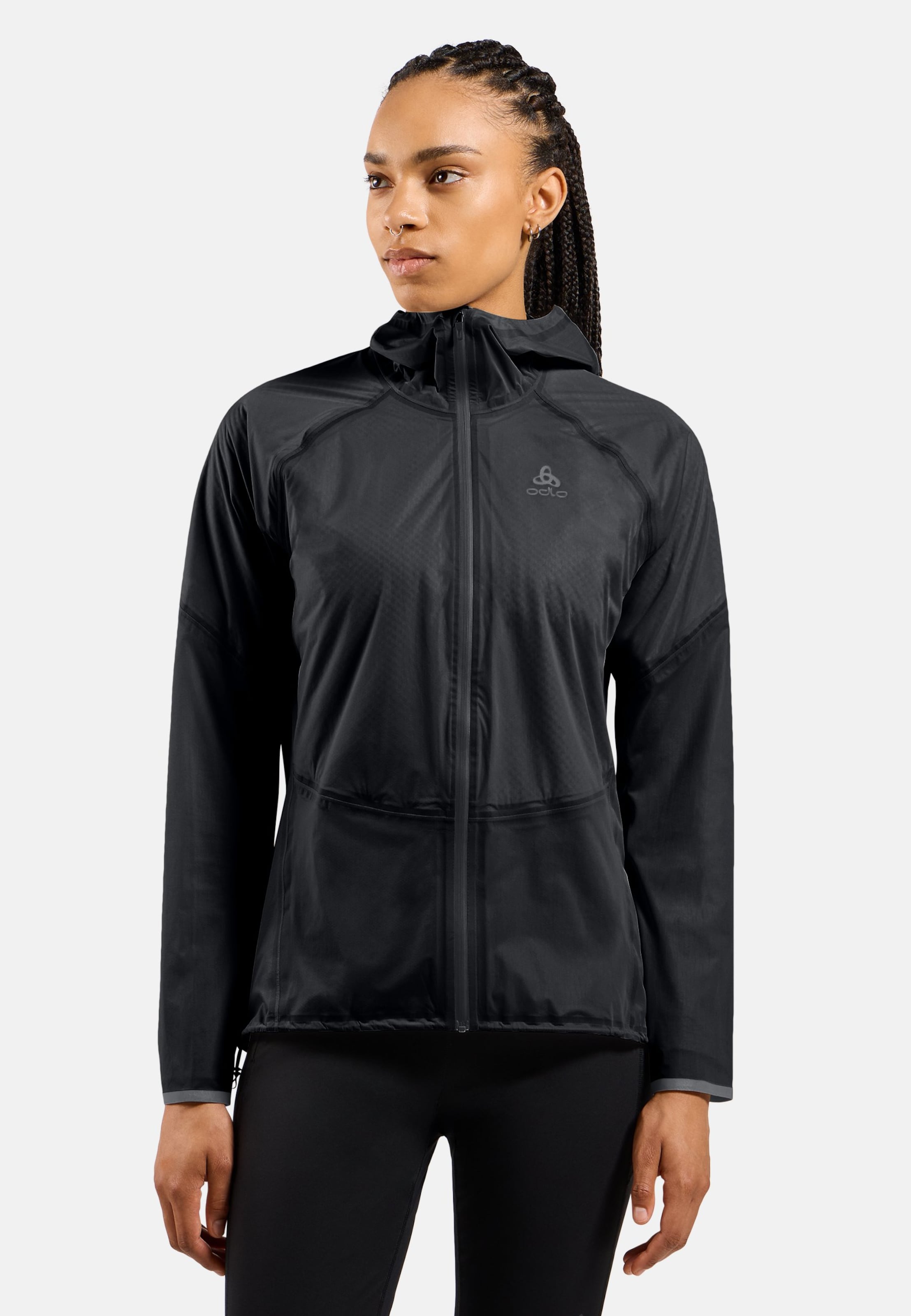 Odlo Isolierte und wasserdichte Dual Dry Performance Knit Laufjacke für Damen, S, schwarz
