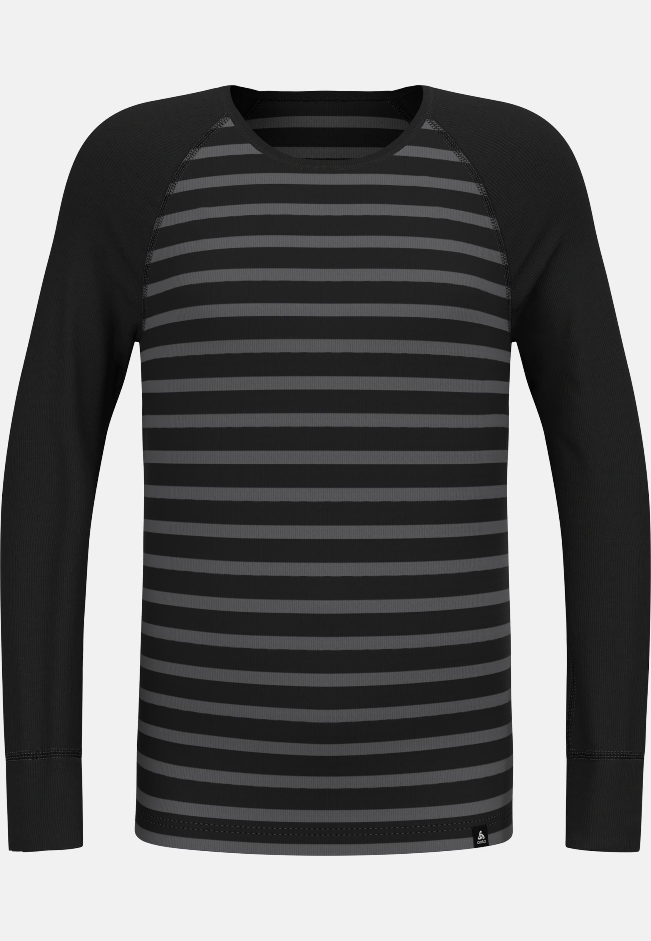 Odlo Active Warm Base-Layer-Shirt mit Streifen für Kinder, 104, schwarz