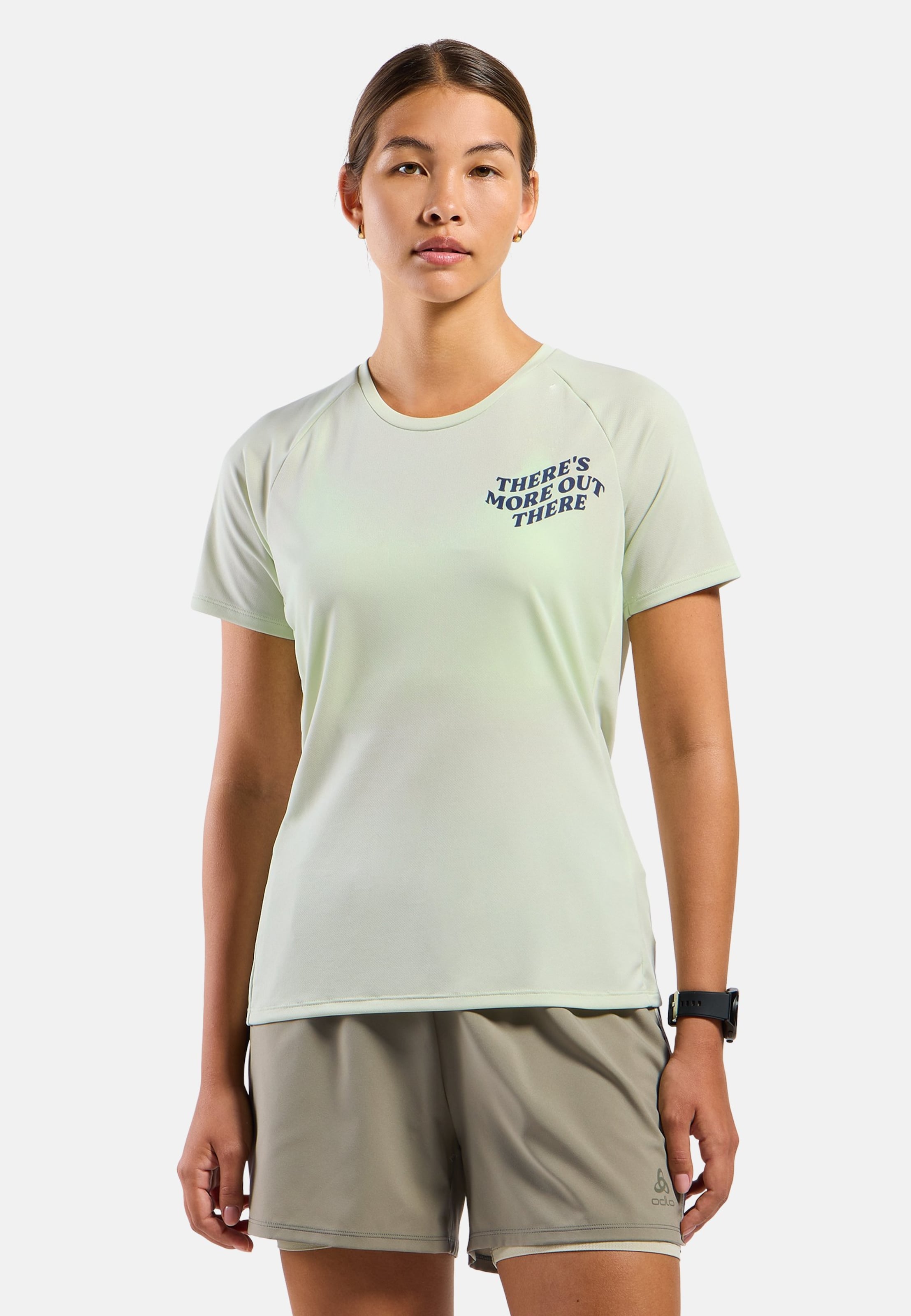 Odlo Essentials Laufshirt mit TMOT-Print für Damen, XL, grün