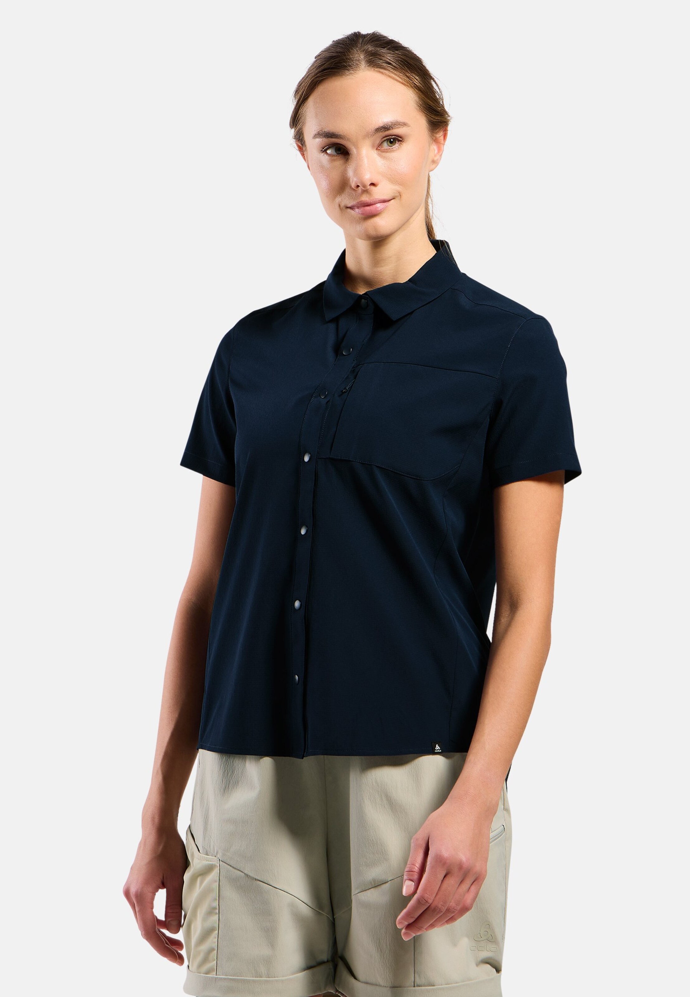 Odlo Essentials Kurzarm-Wanderhemd für Damen, S, marineblau
