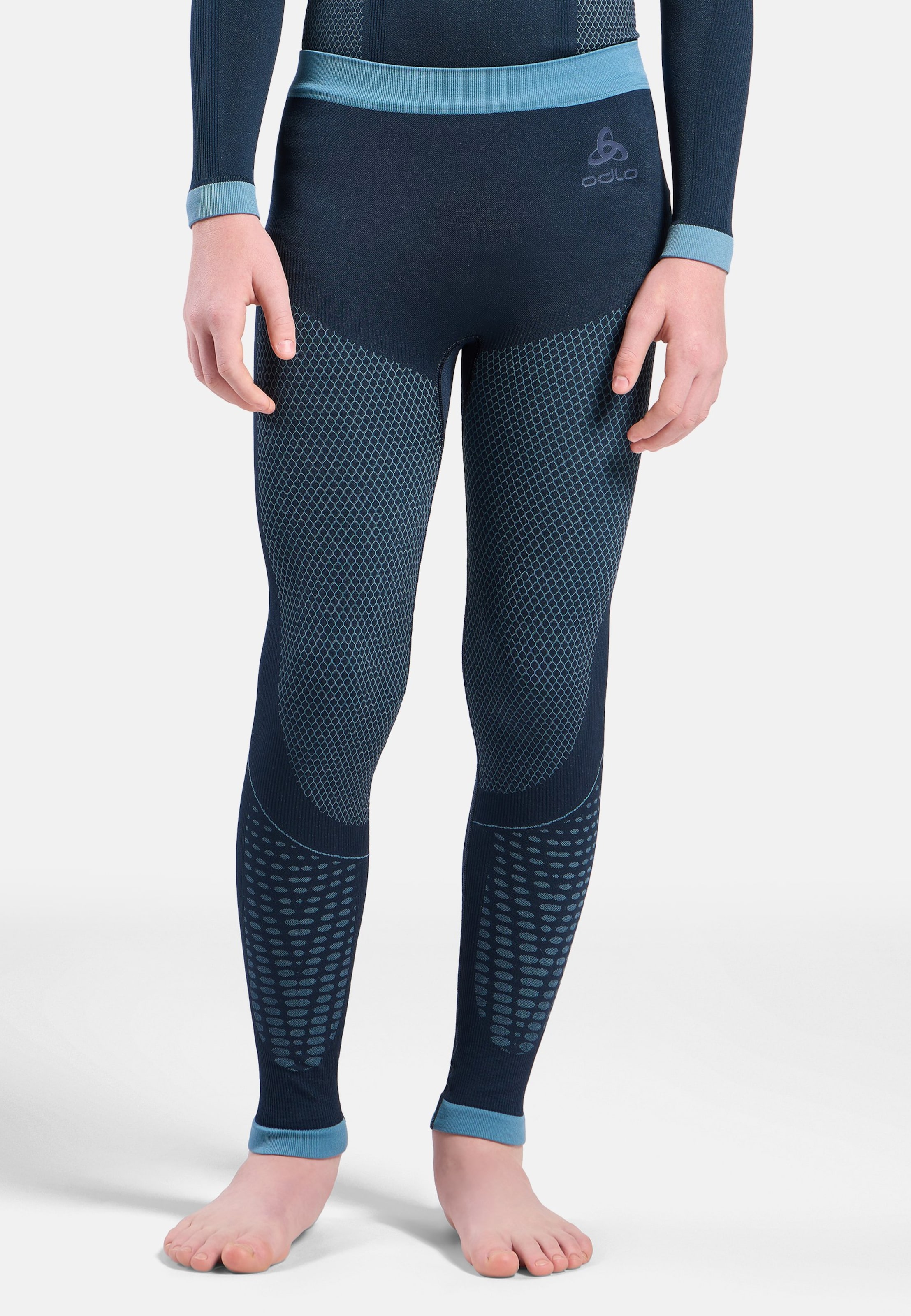 Odlo Evolution Warm Base Layer Tights für Kinder, 116/128, blau