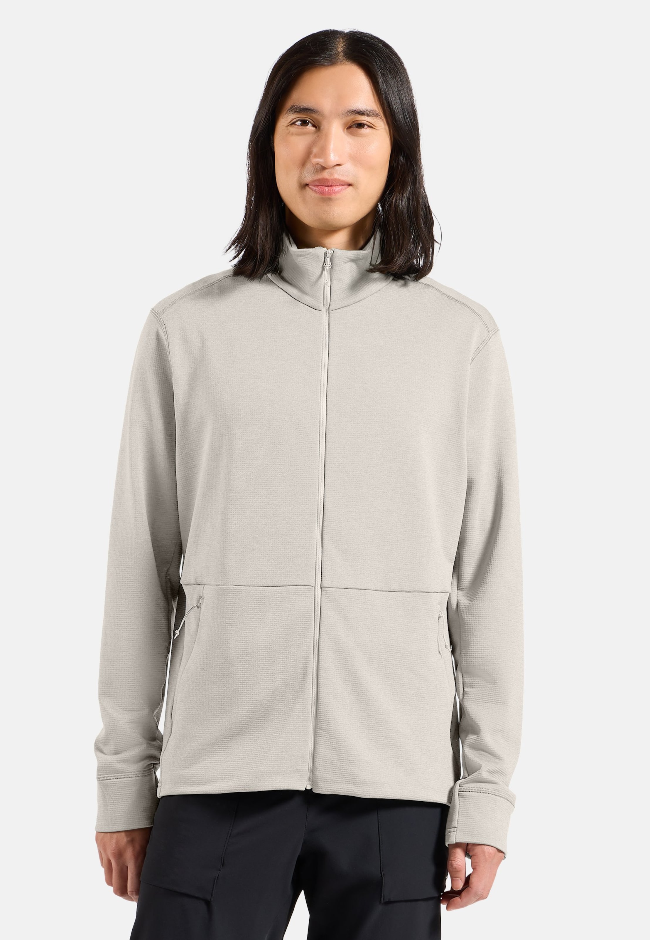Odlo Grid Fleece Mid Layer Full-Zip für Herren - Wandern, Ski & Snow - beige, L
