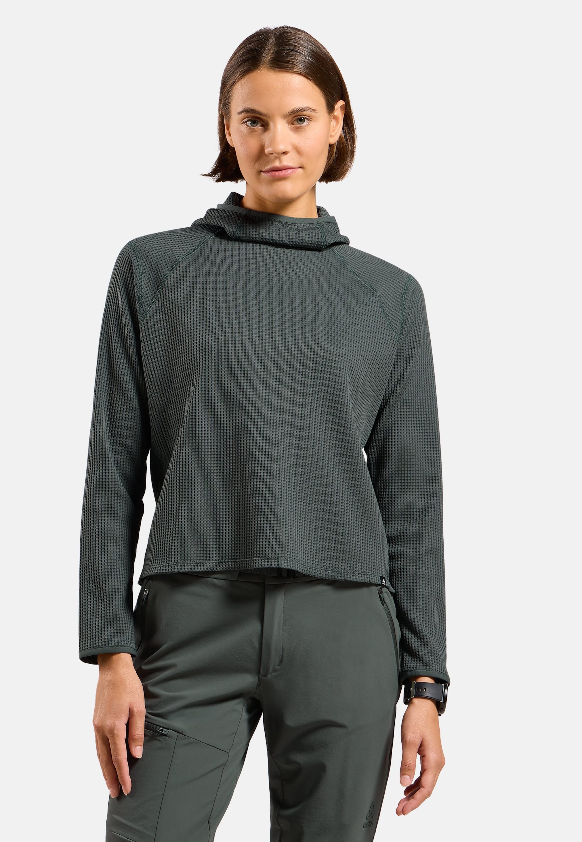Odlo Cubic Multisport Mid Layer mit Kapuze für Damen, M, grün