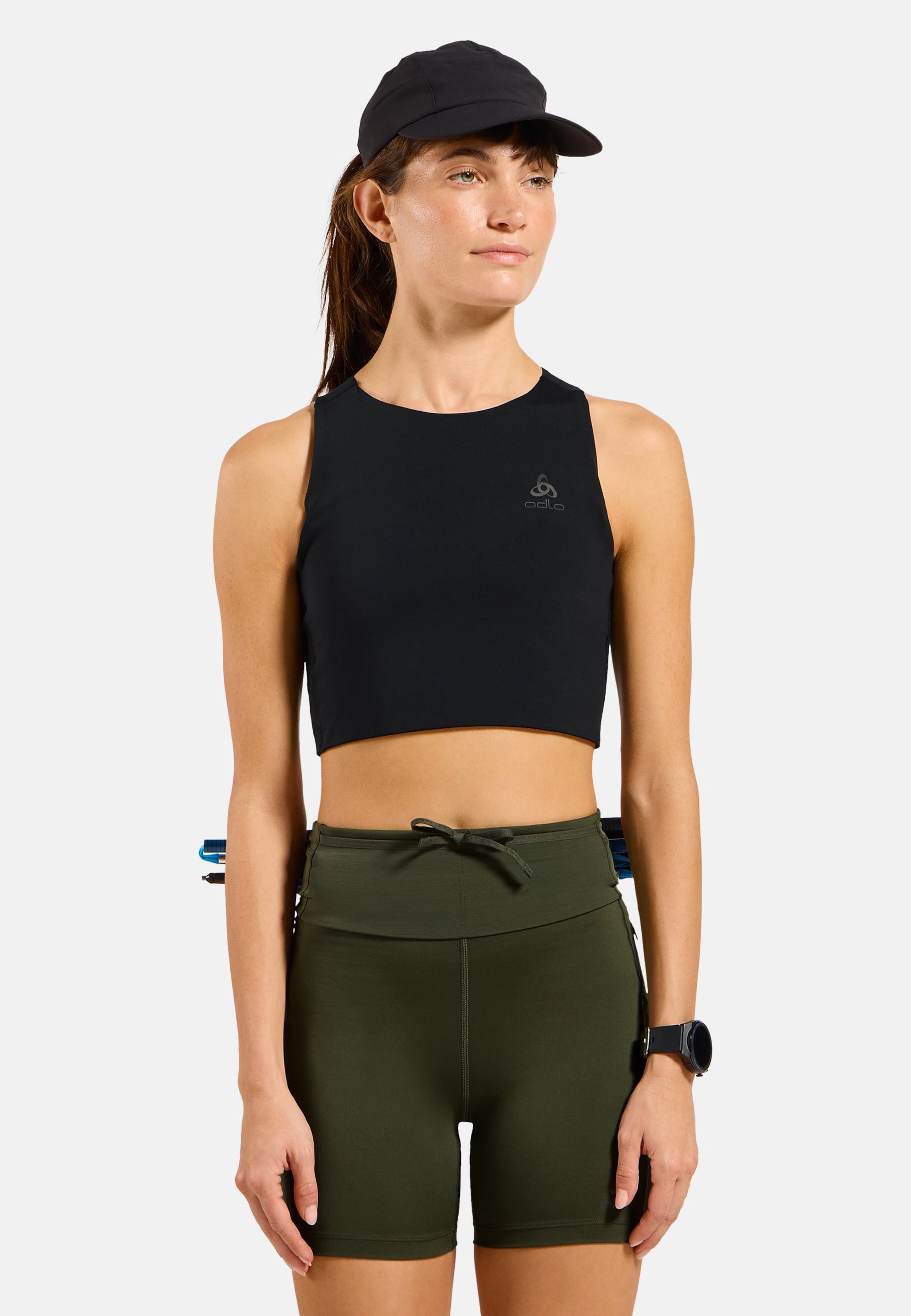 Odlo X-Alp Trail Cargo Lauf-Crop-Tank für Damen - Trail Running, Wandern - schwarz, XL