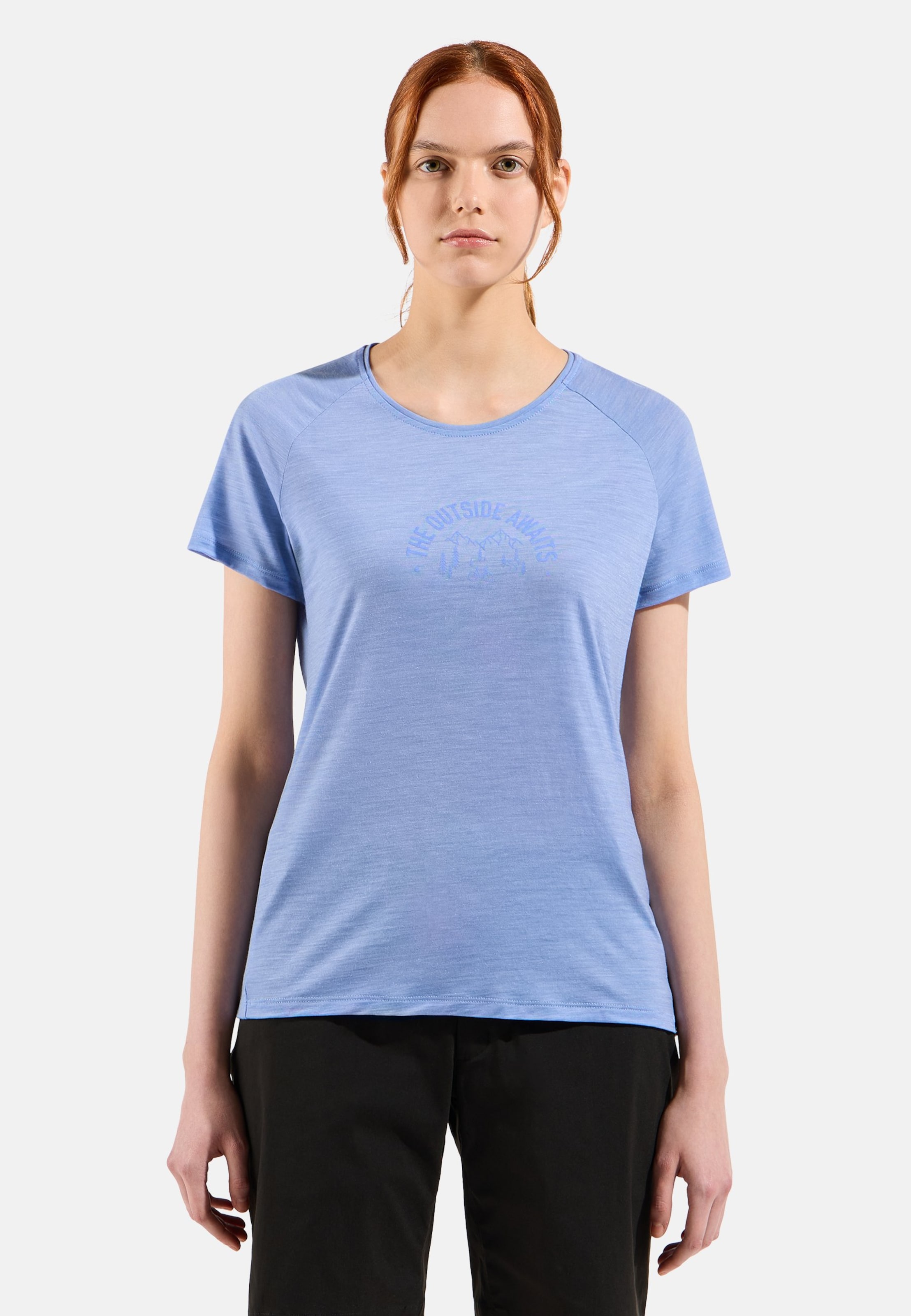 Odlo Ride 365 Performance Wool 130 T-Shirt mit Print für Damen, S, blau