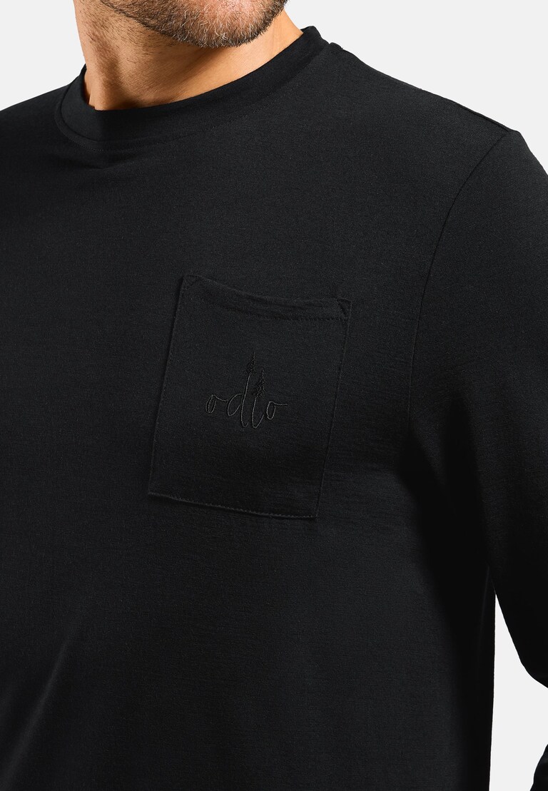 T-shirt a maniche lunghe con taschino Ascent merino 200