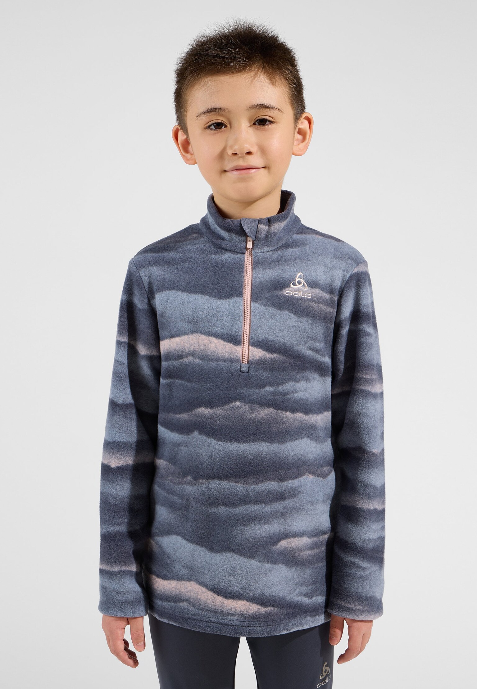 The Roy kids' graphic half-zip mid layer