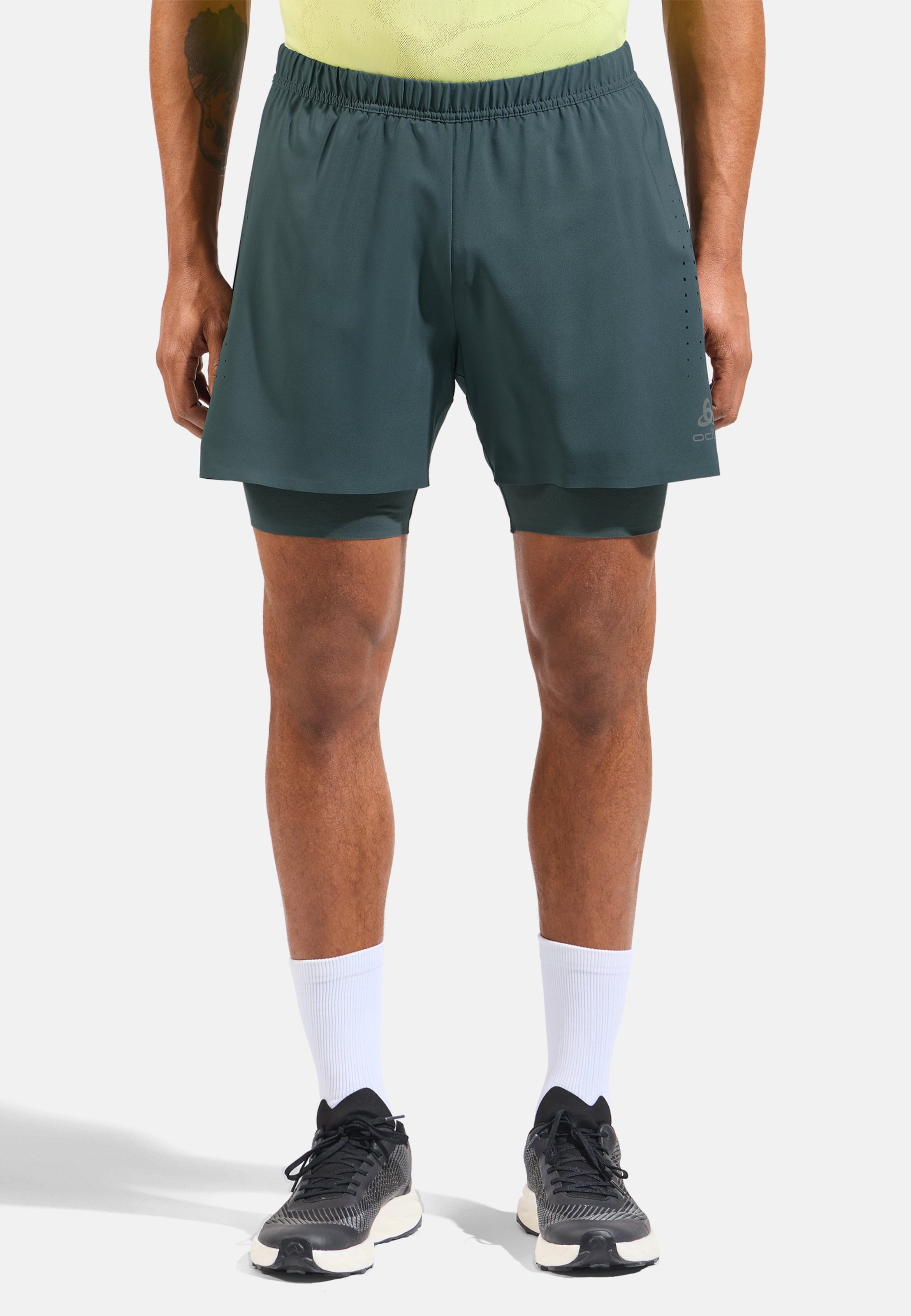 Odlo Zeroweight 5 Inch 2-in-1 Laufshorts für Herren, S, grün
