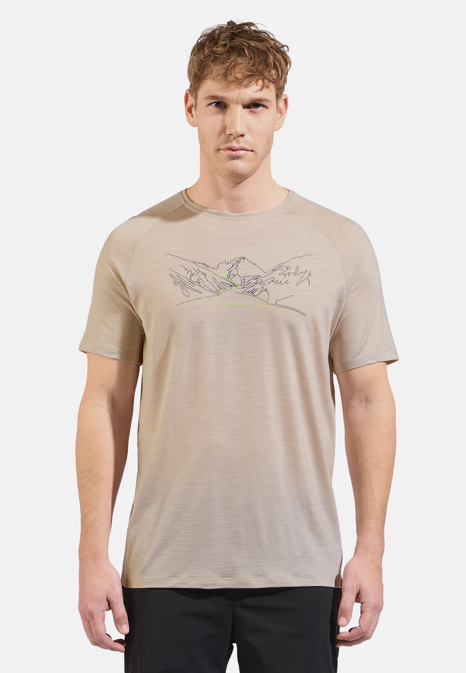 Ascent Performance Wool 130 T-Shirt mit Run-Bike-Hike-Motiv