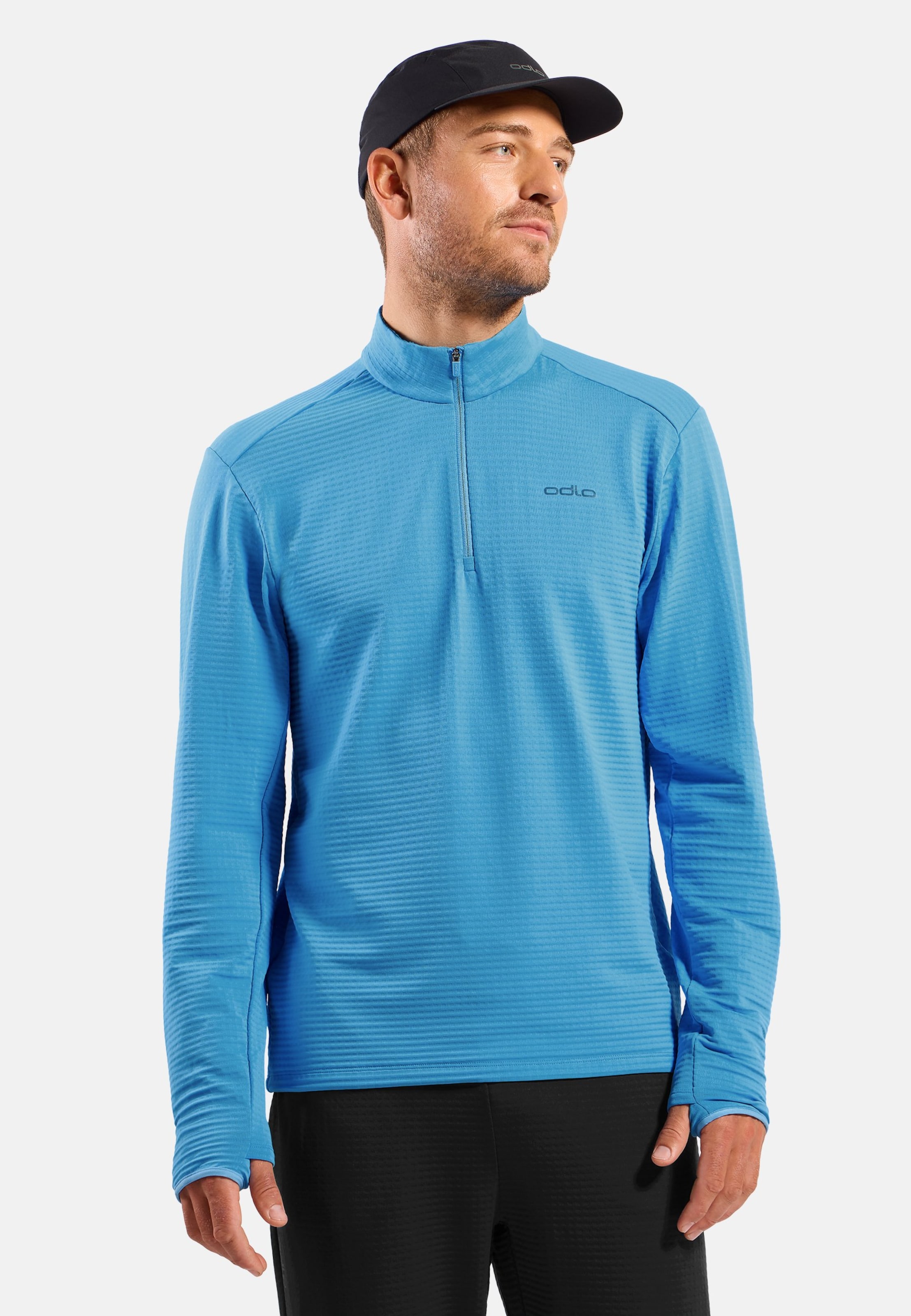 Odlo Essential Thermal Lauf-Mid Layer Half-Zip für Herren - Trail Running, Ski & Snow - blau, L