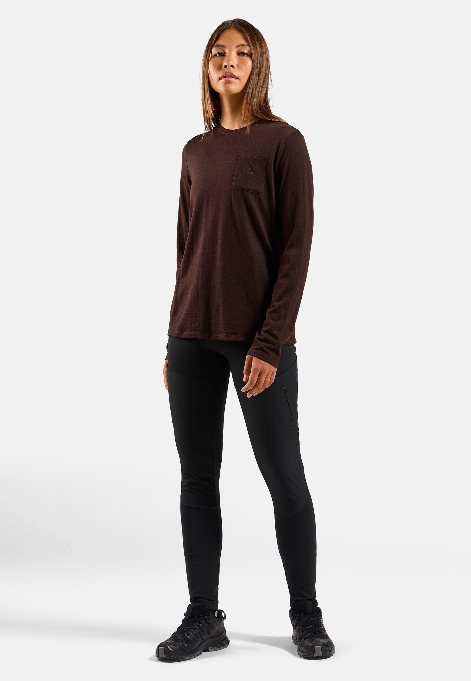 T-shirt à manches longues en laine mérinos 200 avec poche Ascent