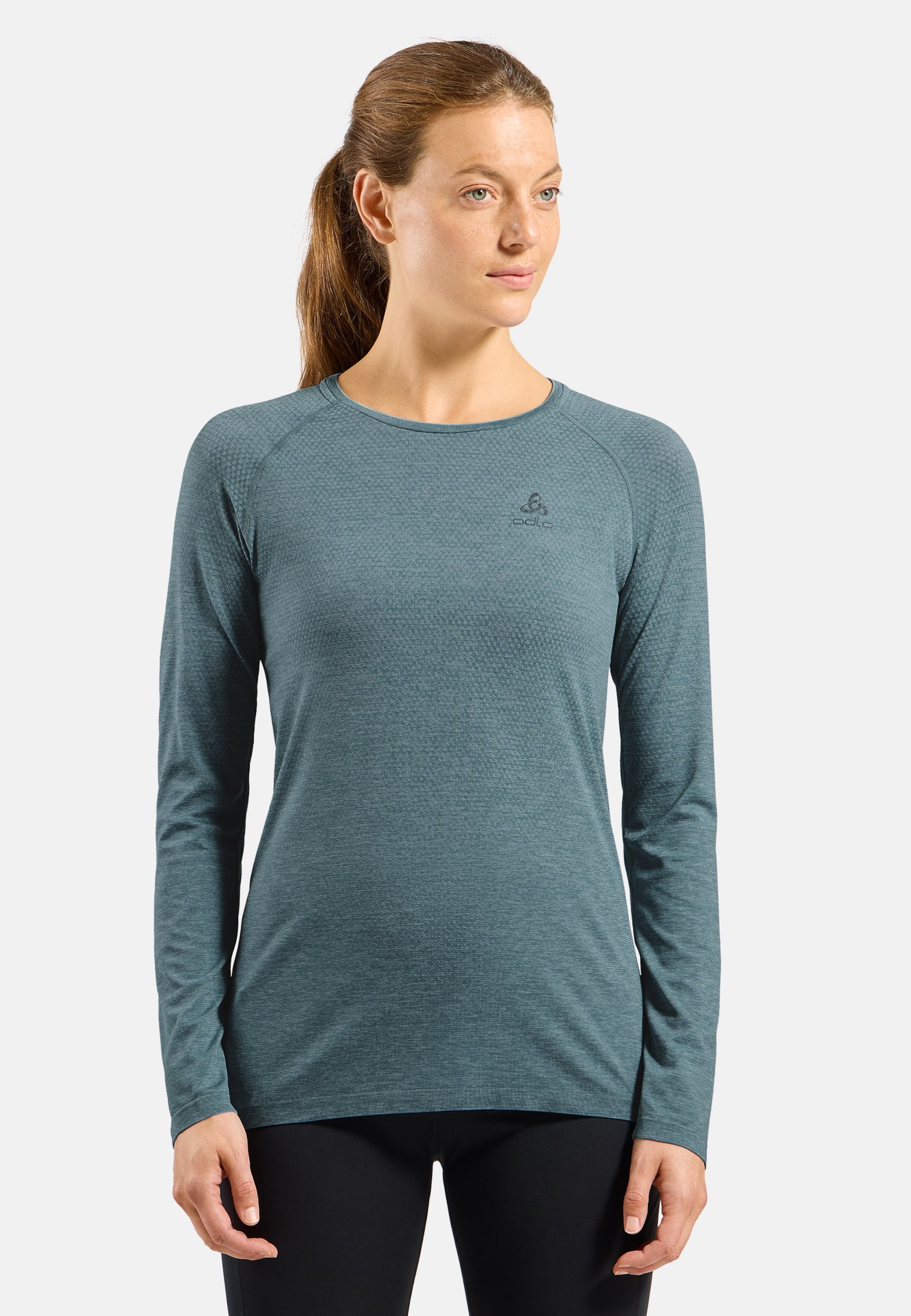 Odlo Essentials Seamless Langarm-Laufshirt für Damen, L, blau