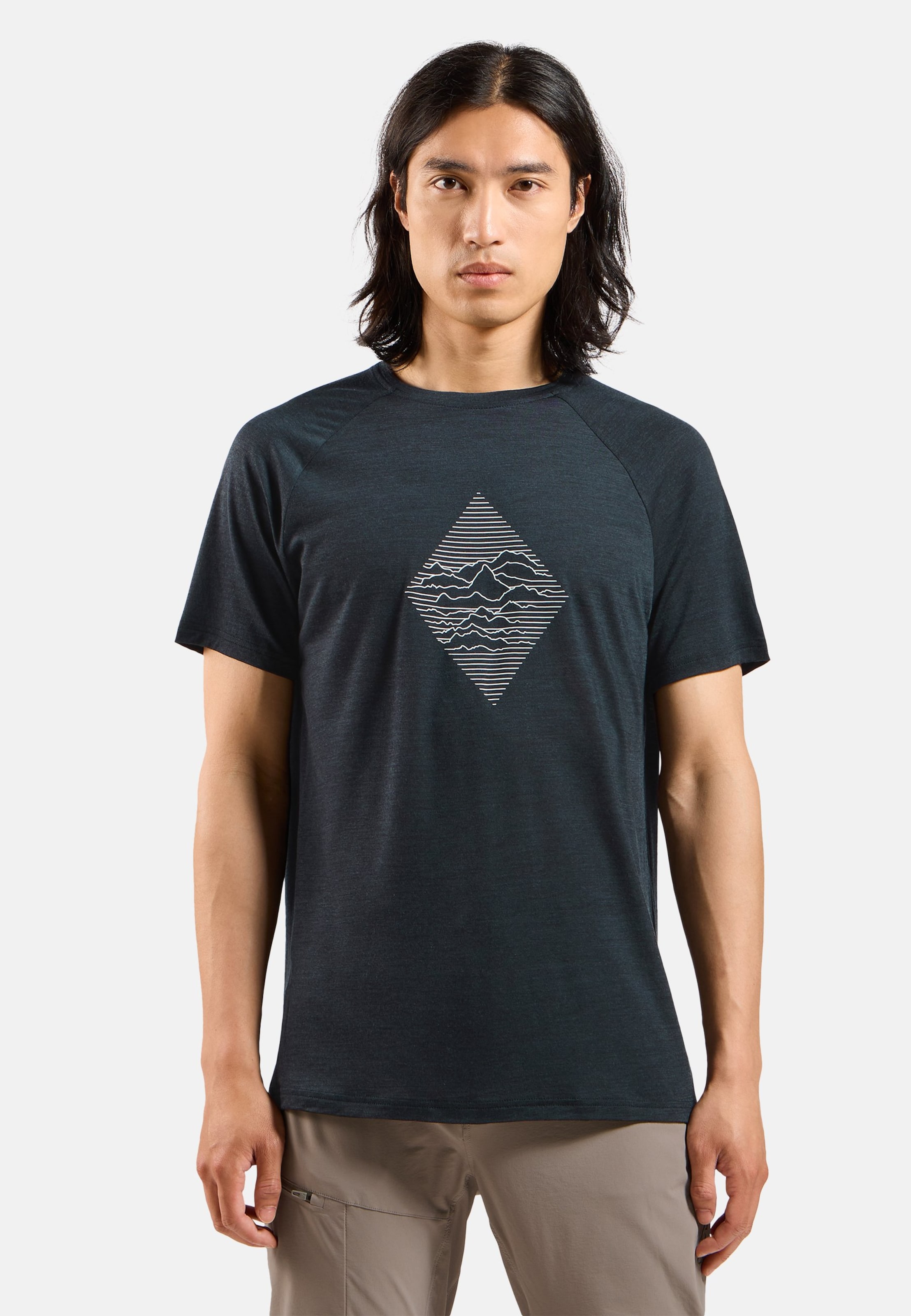 Odlo Merinomix 130 T-Shirt mit Print für Herren, S, schwarz