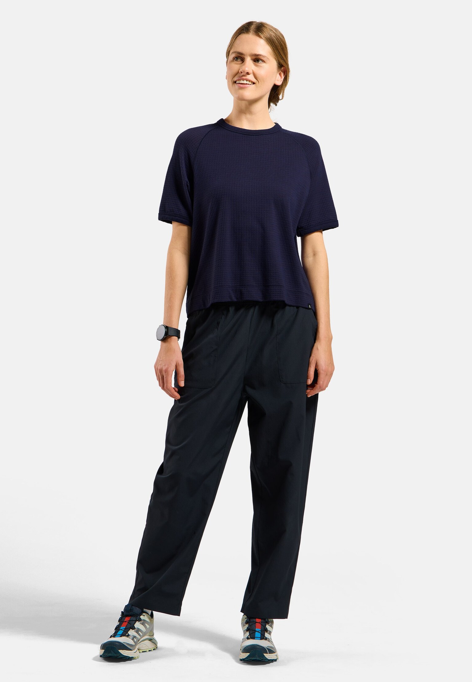 Ascent Crop-T-Shirt aus Merinomix mit Waffelstruktur