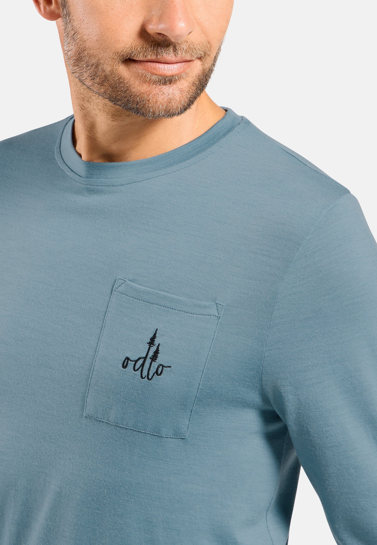 T-shirt a maniche lunghe con taschino Ascent merino 200