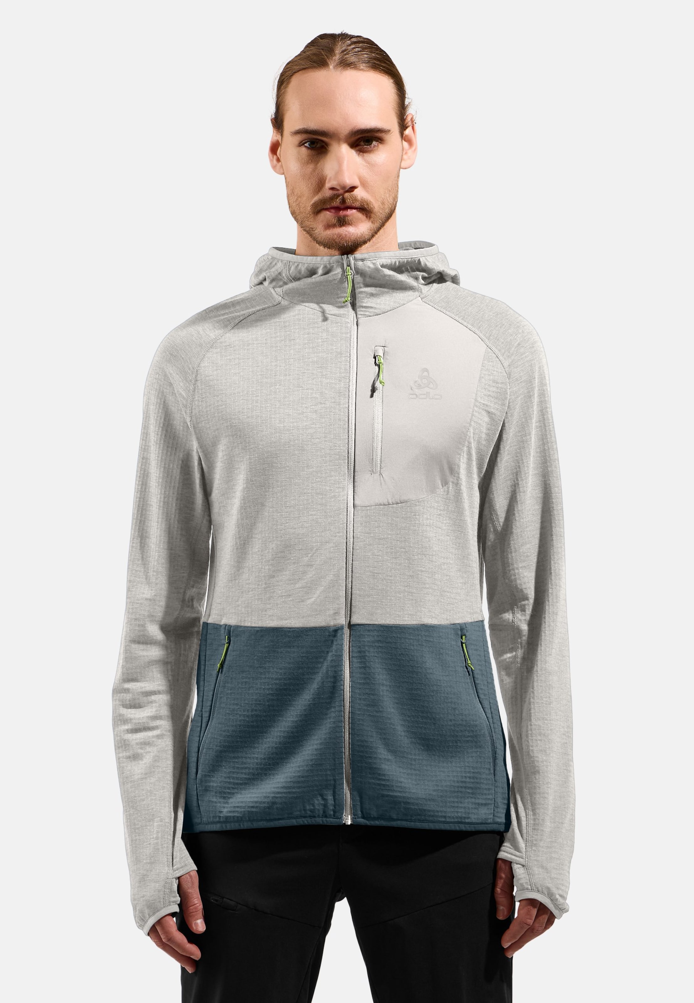 Odlo Ascent Mid Layer mit Kapuze und Reissverschluss für Herren, S, beige