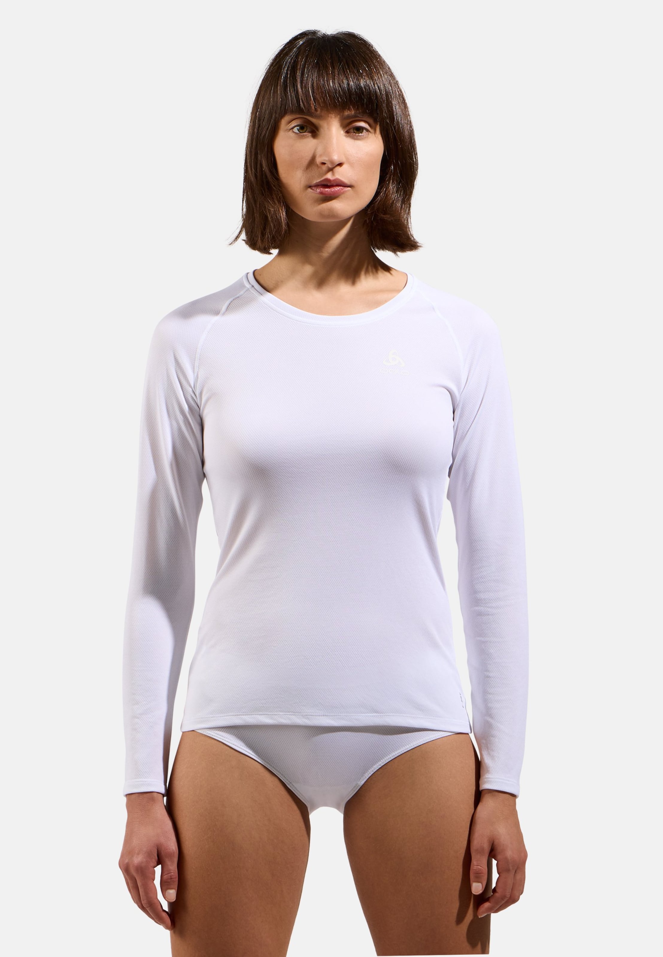 Odlo Active F-Dry Light Base Layer Langarmshirt für Damen, L, weiss
