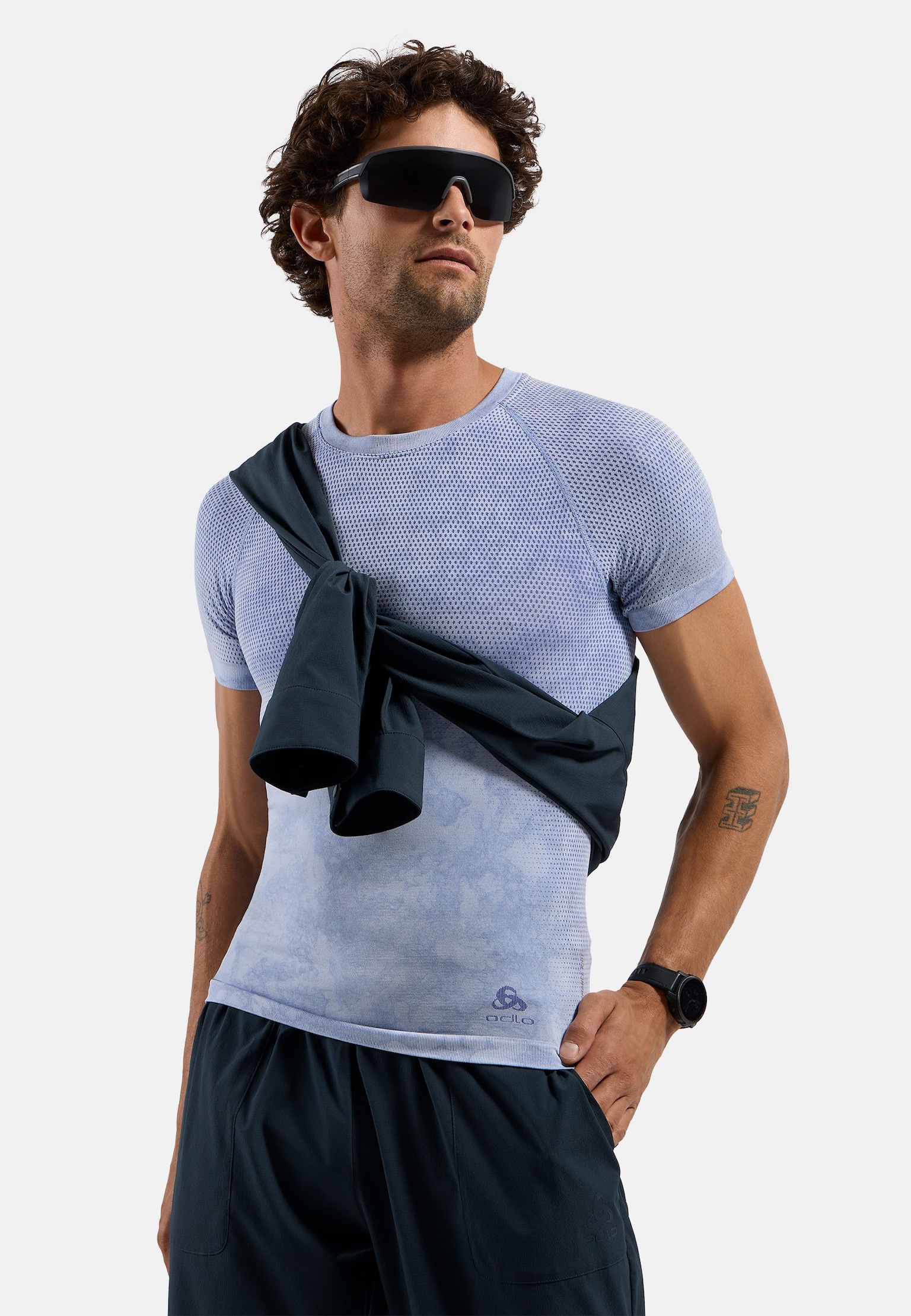 Kurzärmeliger Performance Light Base Layer mit Rain-Dye-Effekt