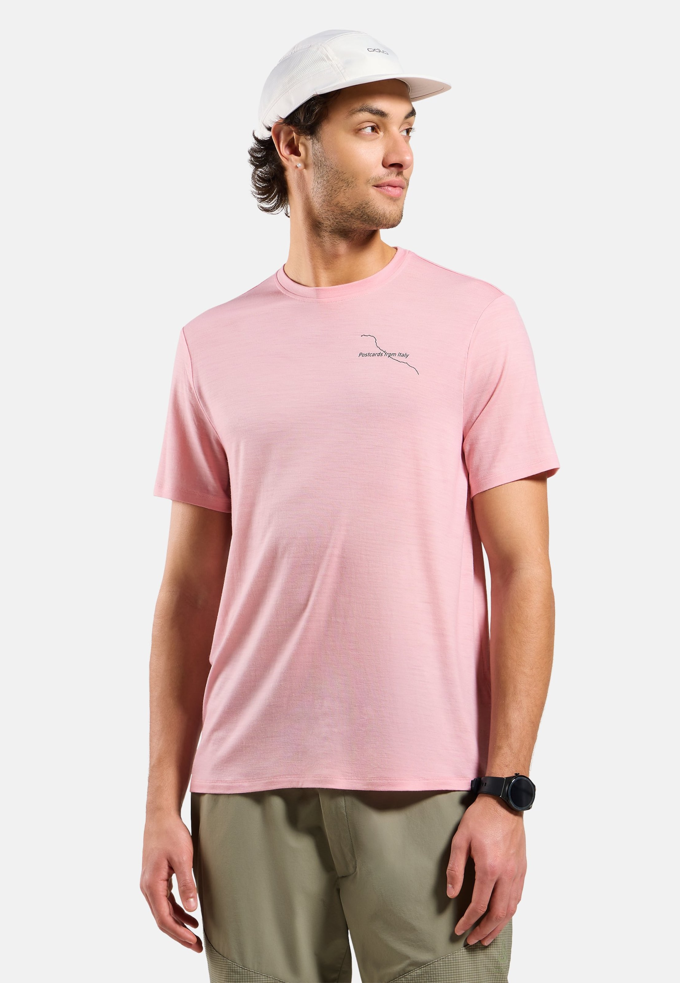 Odlo Merino 160 Postcards T-Shirt für Herren - Wandern, Casual Comfort - pink, L