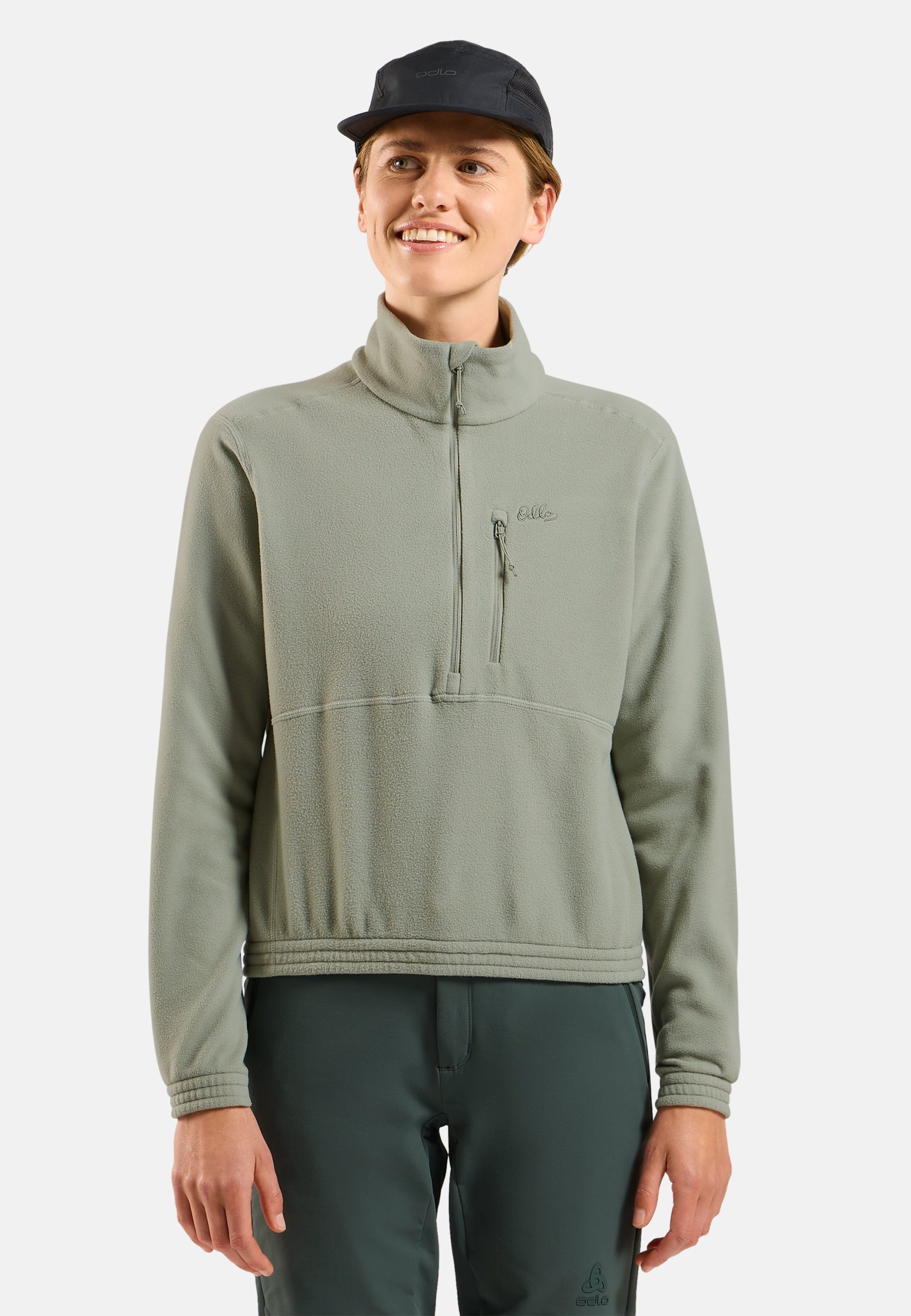 Odlo Klassischer Essentials Multisport Mid Layer aus Fleece mit Halbreissverschluss für Damen, XL, grün