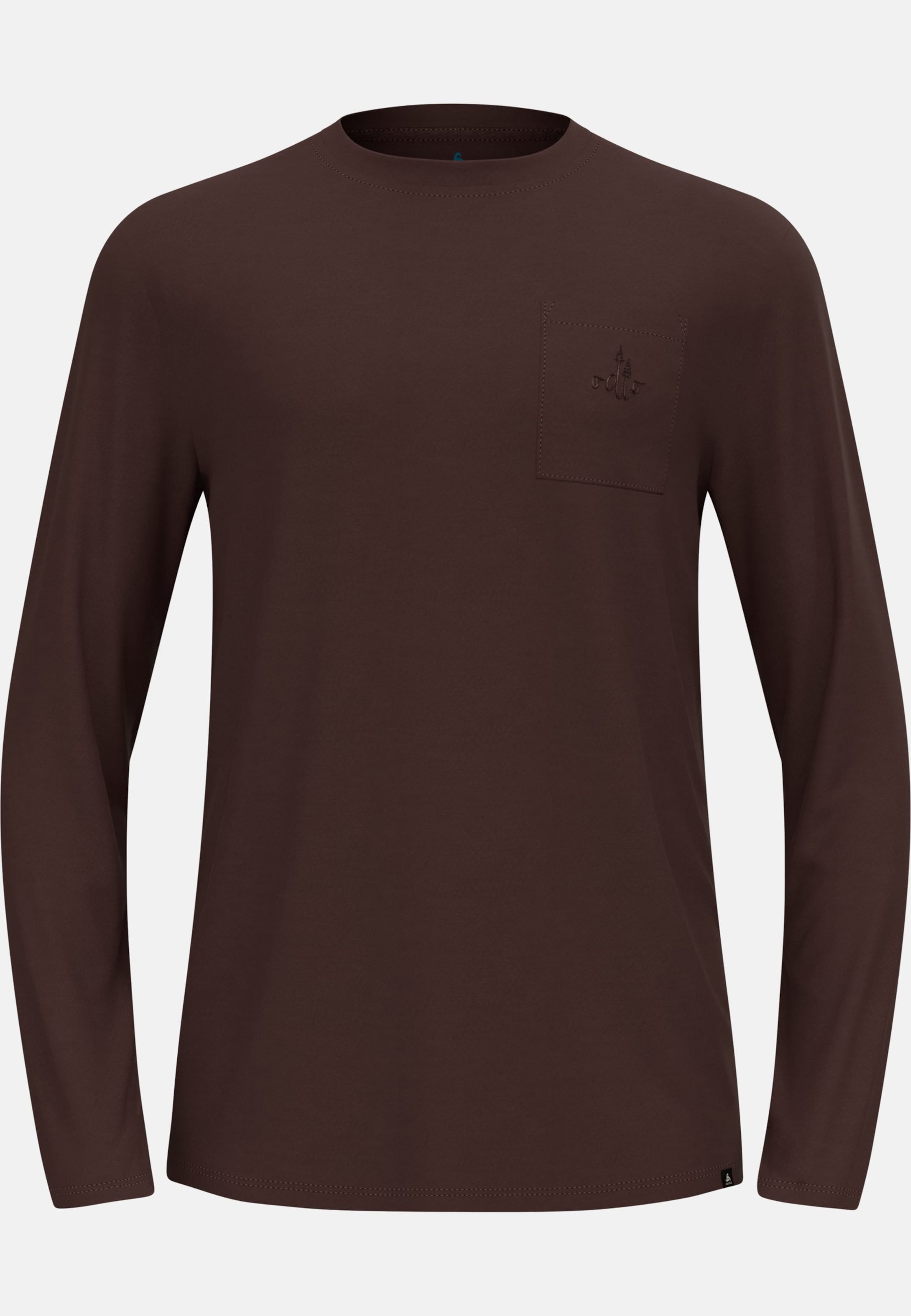Odlo Ascent Merino 200 Langarmshirt mit Brusttasche für Herren, M, maron