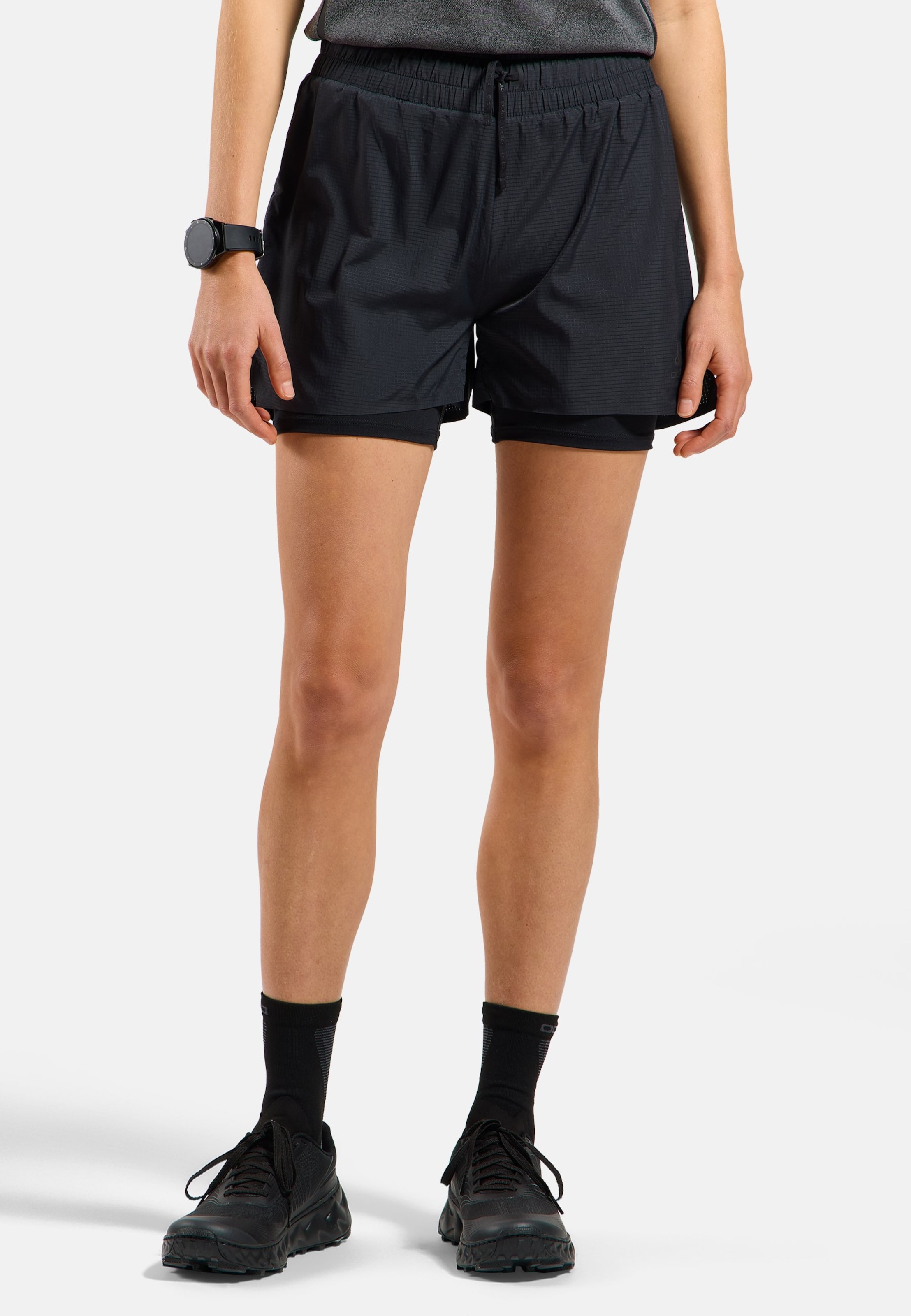 Odlo Zeroweight 3 Inch 2-in-1 Laufshorts 2.0 für Damen, L, schwarz