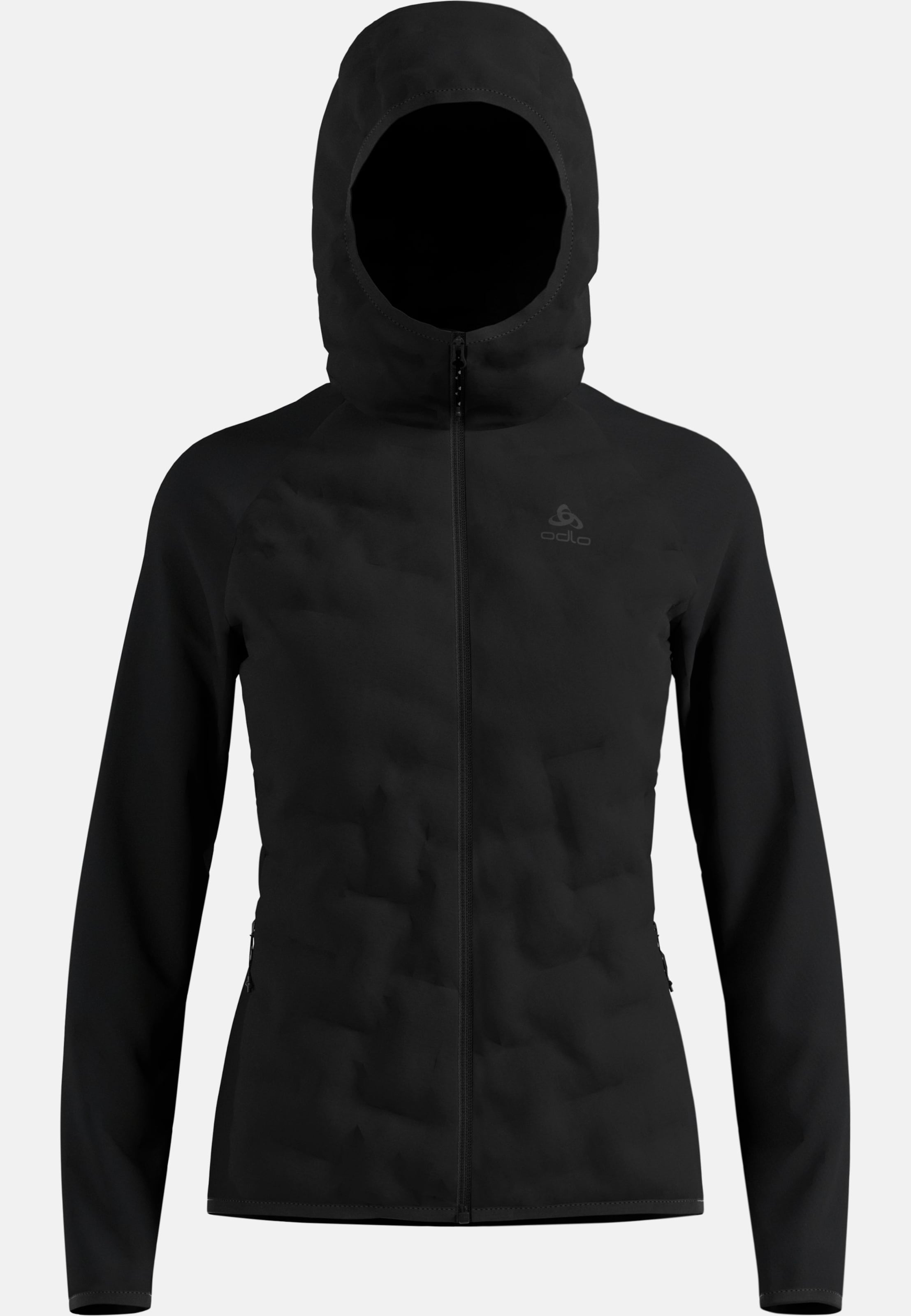 Odlo Zeroweight Insulator Hybrid Mid Layer mit Kapuze und Reissverschluss für Damen, XL, schwarz