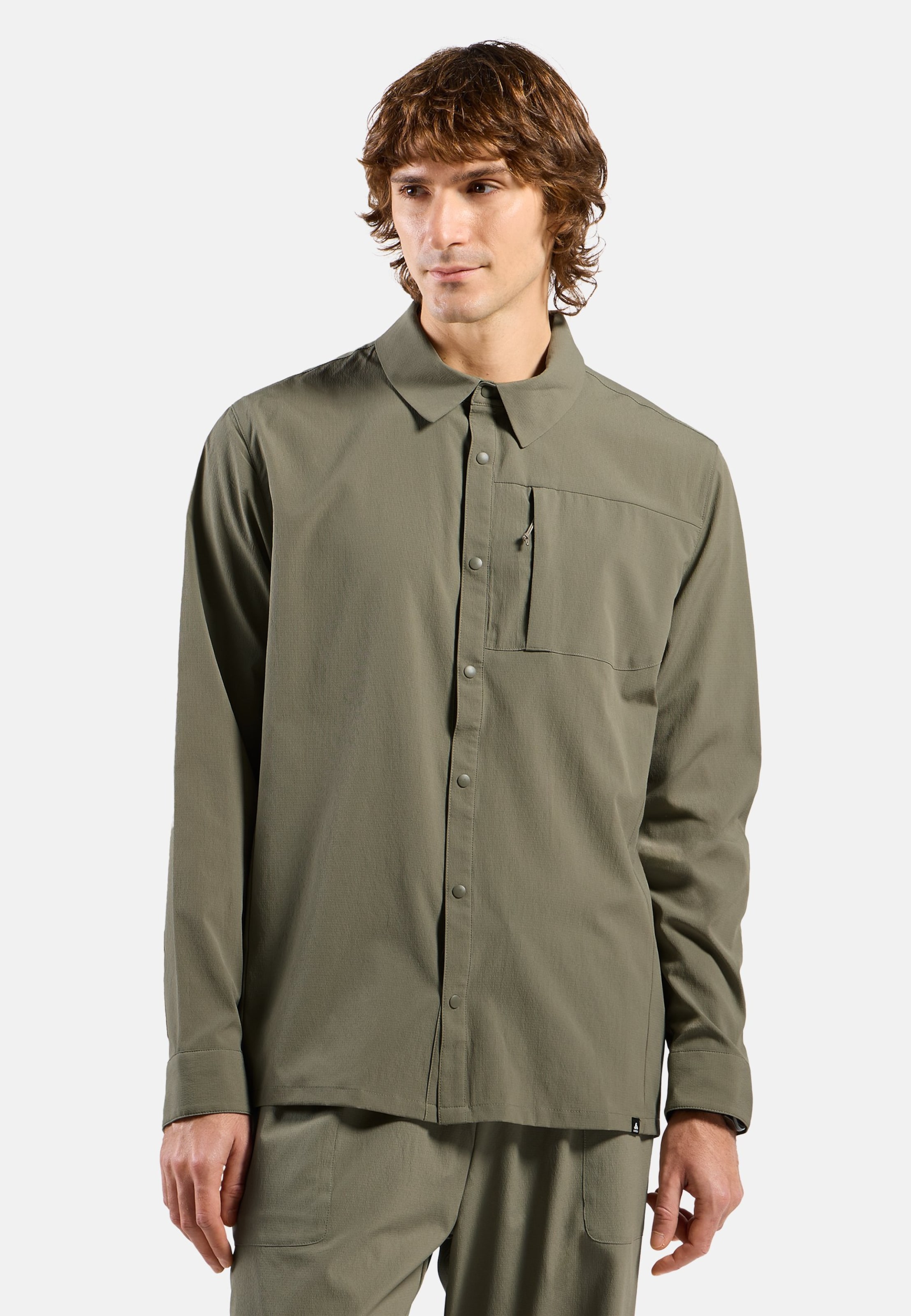 Odlo Essentials Langarm-Wanderhemd für Herren, S, grün