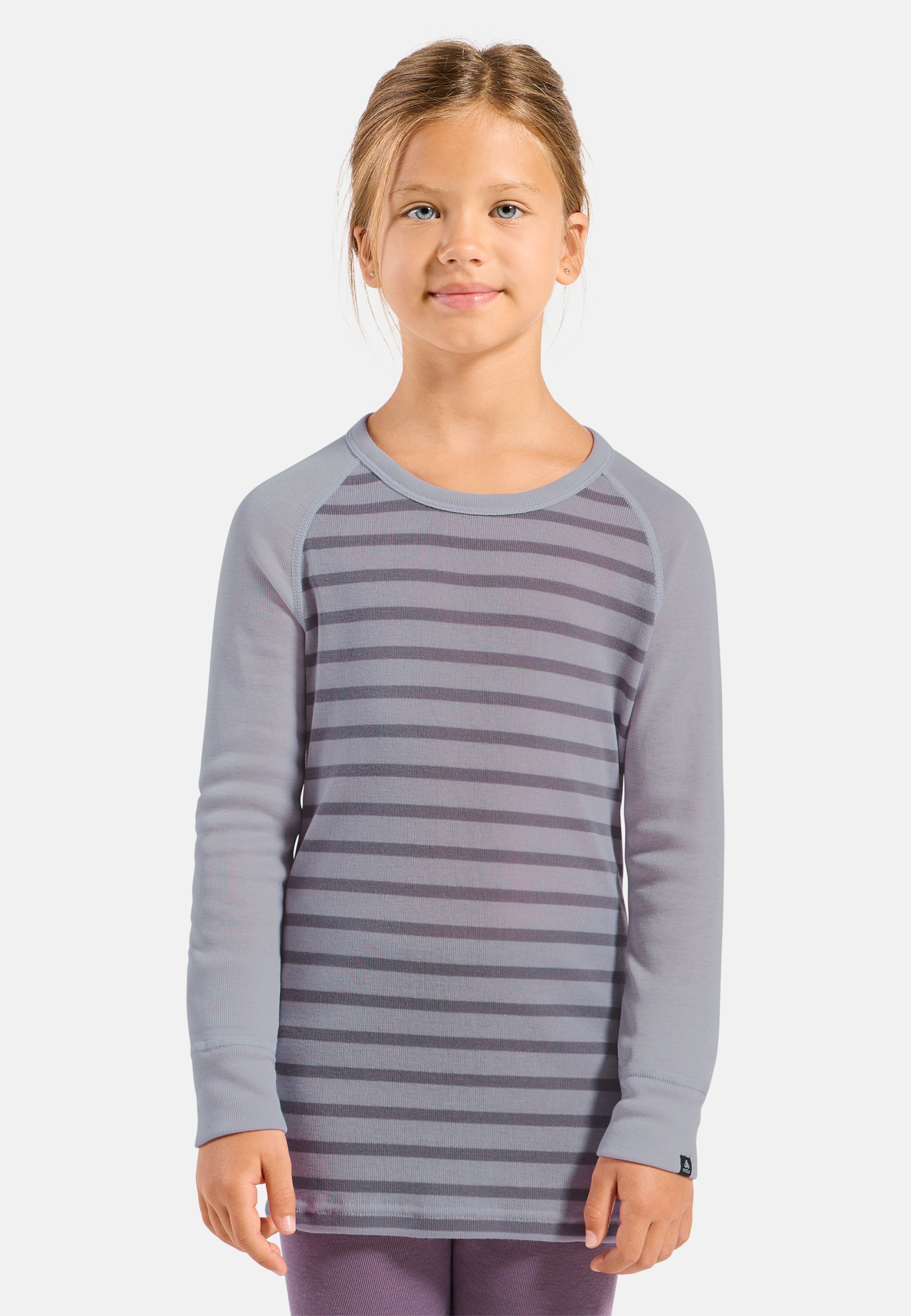 Odlo Active Warm Base-Layer-Shirt mit Streifen für Kinder, 104,