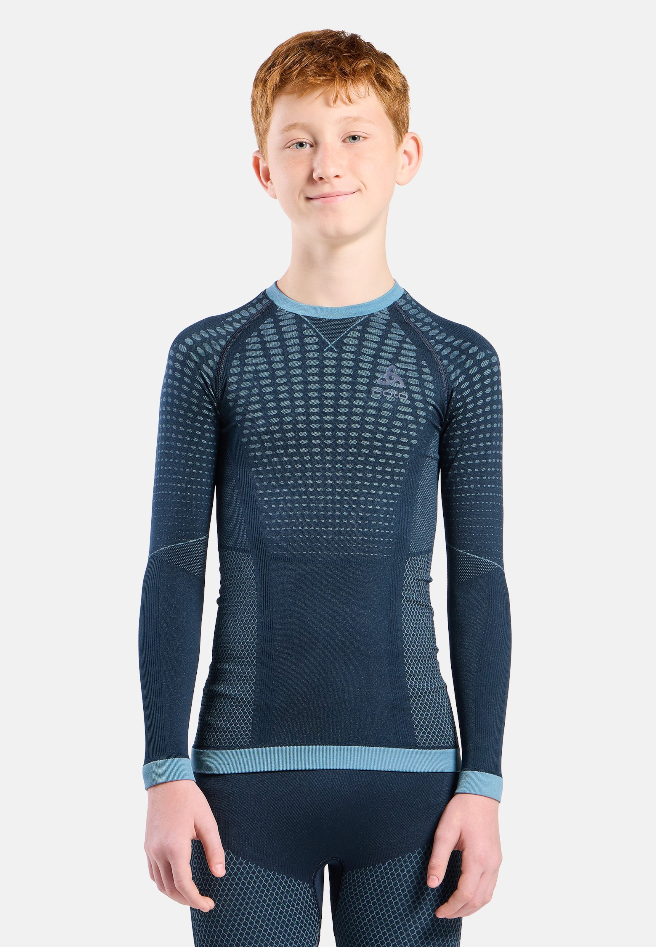 Odlo Evolution Warm Base Layer Langarmshirt für Kinder, 116/128, blau
