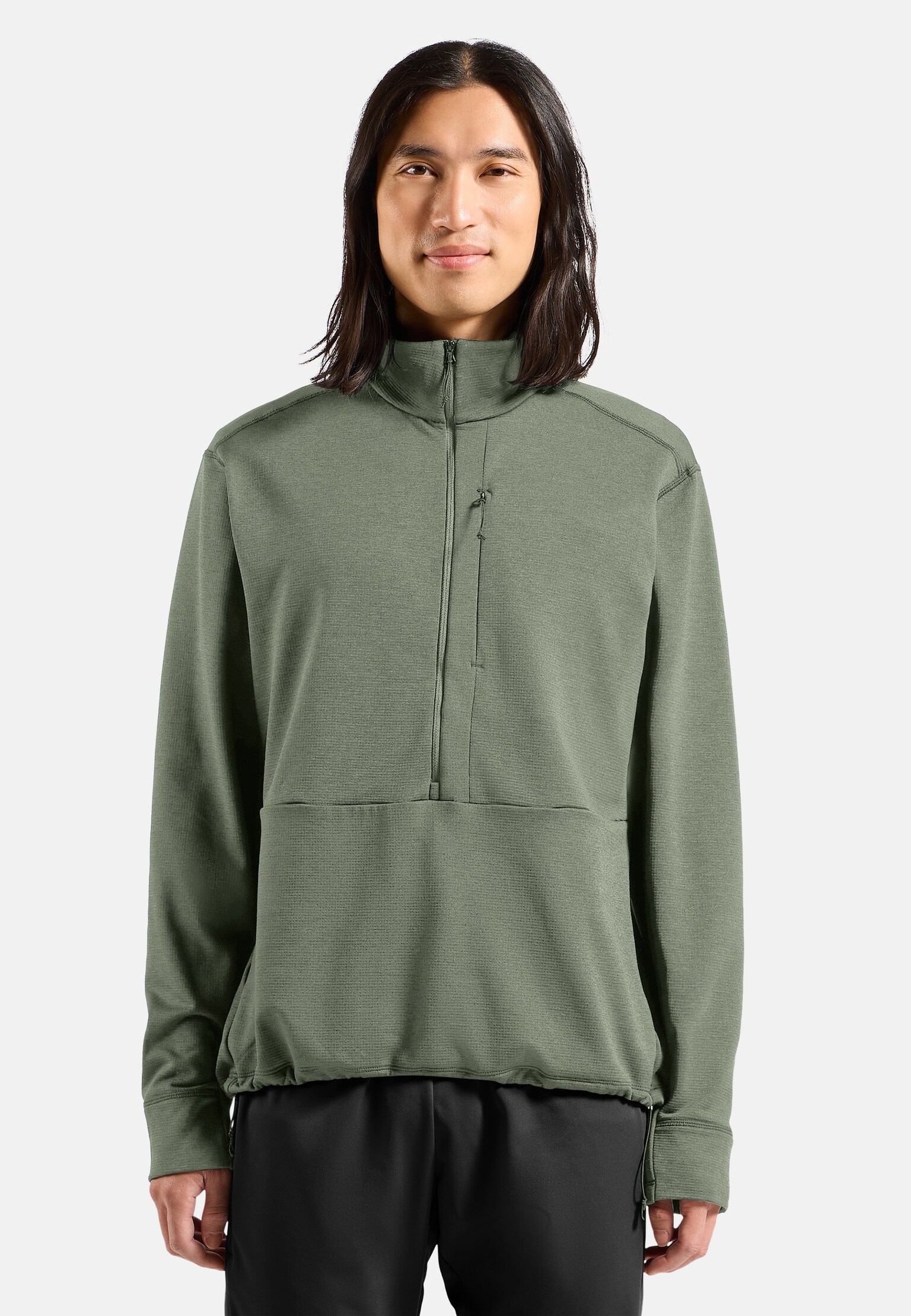 Mid layer multisport Essentials in pile con lavorazione a reticolo a mezza zip