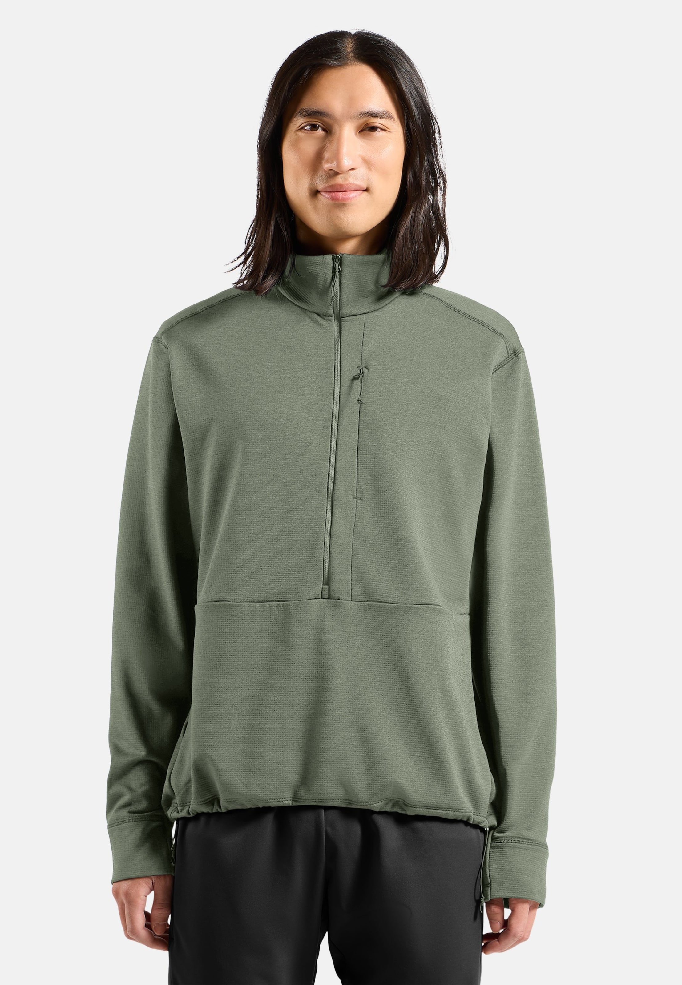 Odlo Essentials Multisport Mid Layer aus Grid-Fleece mit Halbreissverschluss für Herren, S, grün