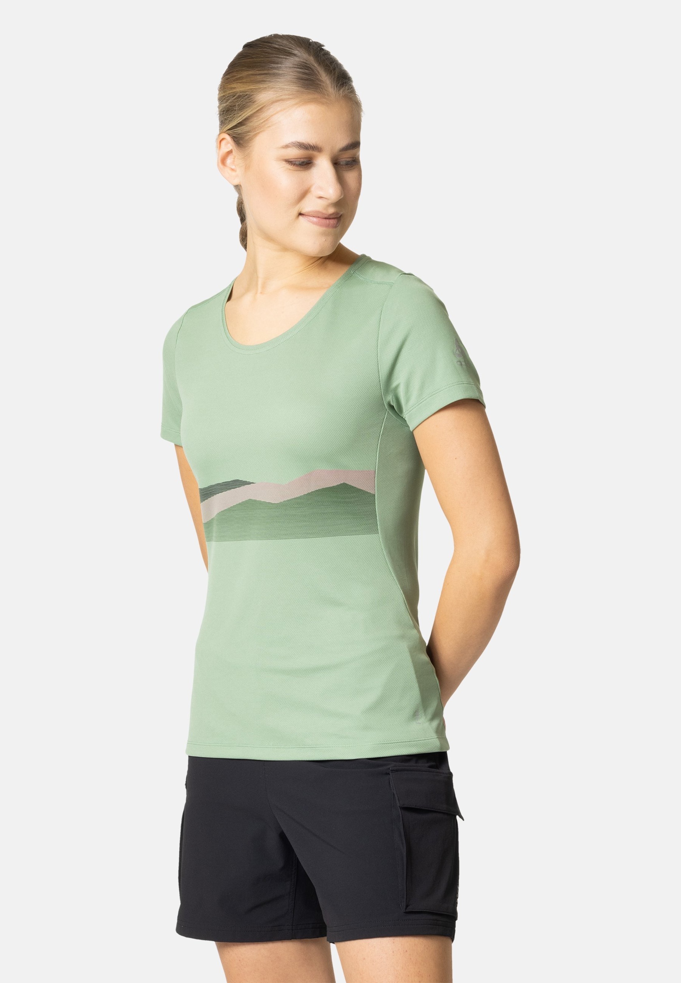 Odlo F-Dry T-Shirt mit Bergkamm-Print für Damen, XS, grün