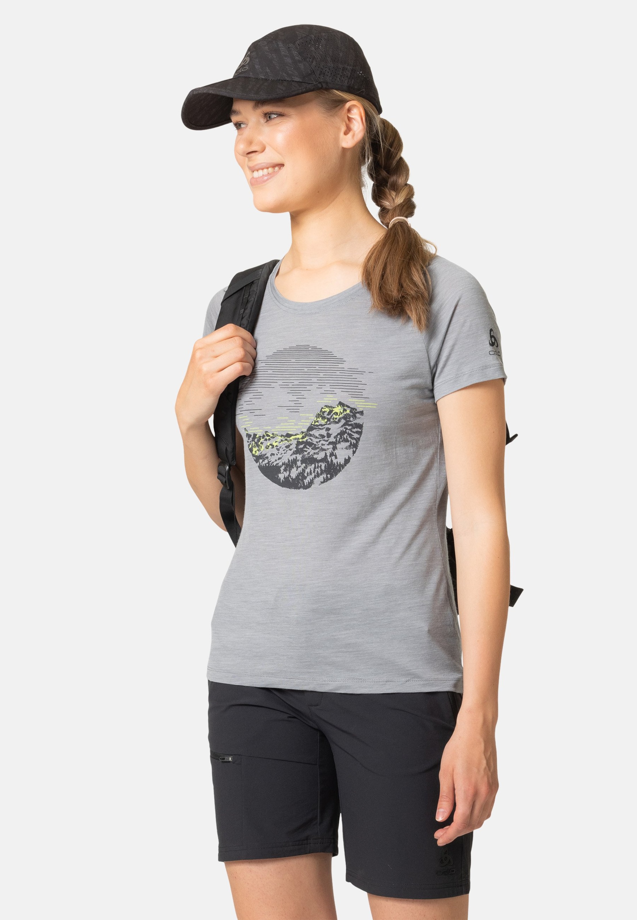Odlo Ascent Performance Wool Light T-Shirt mit Sonnenaufgangsmotiv für Damen, XS, grau