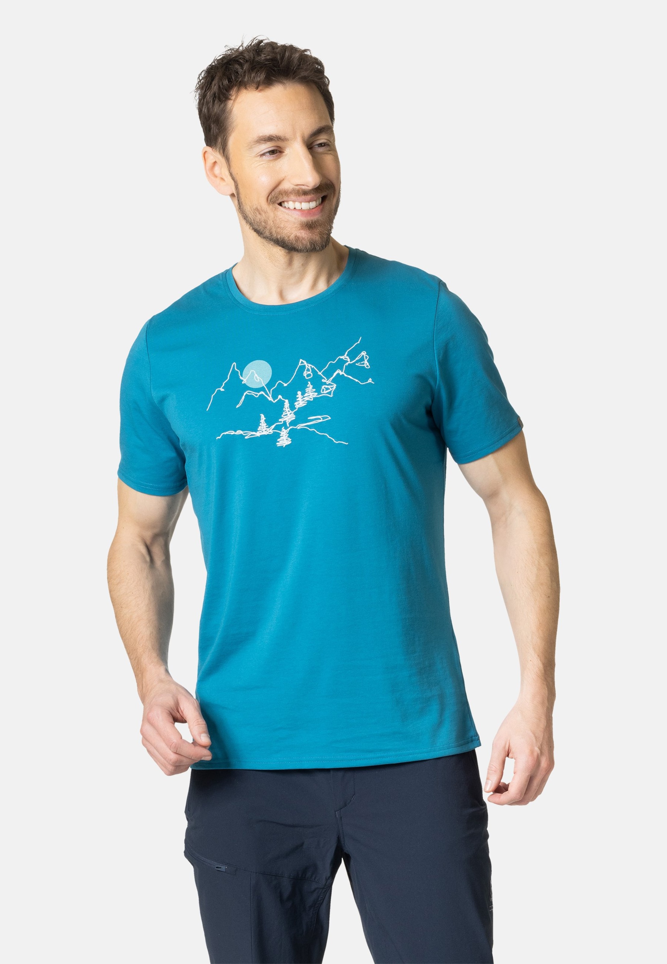 Odlo Nikko T-Shirt mit Landschaftsprint für Herren, S, blau