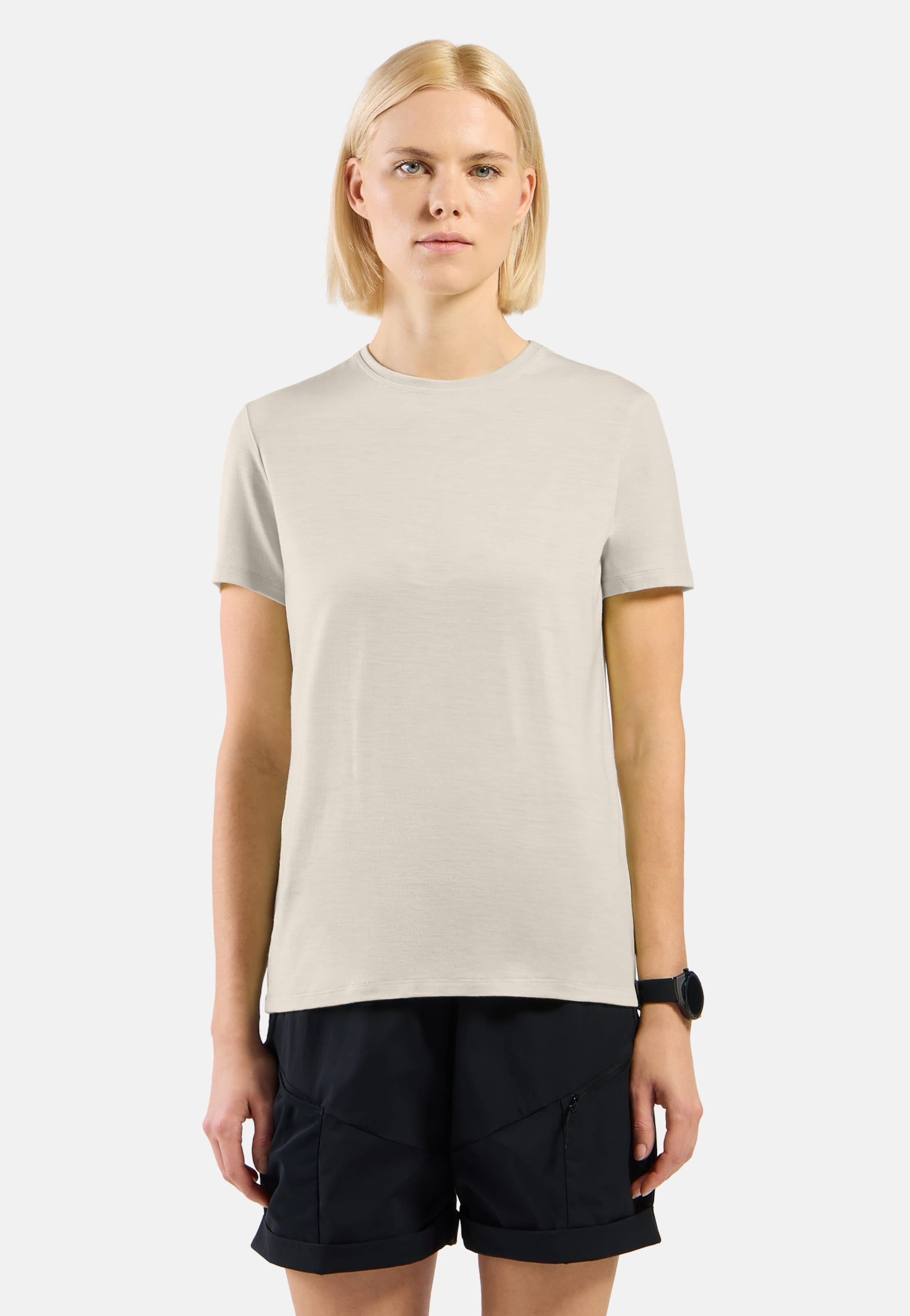 Odlo Merino 160 Plain T-Shirt für Damen - Wandern, Casual Comfort - beige, M