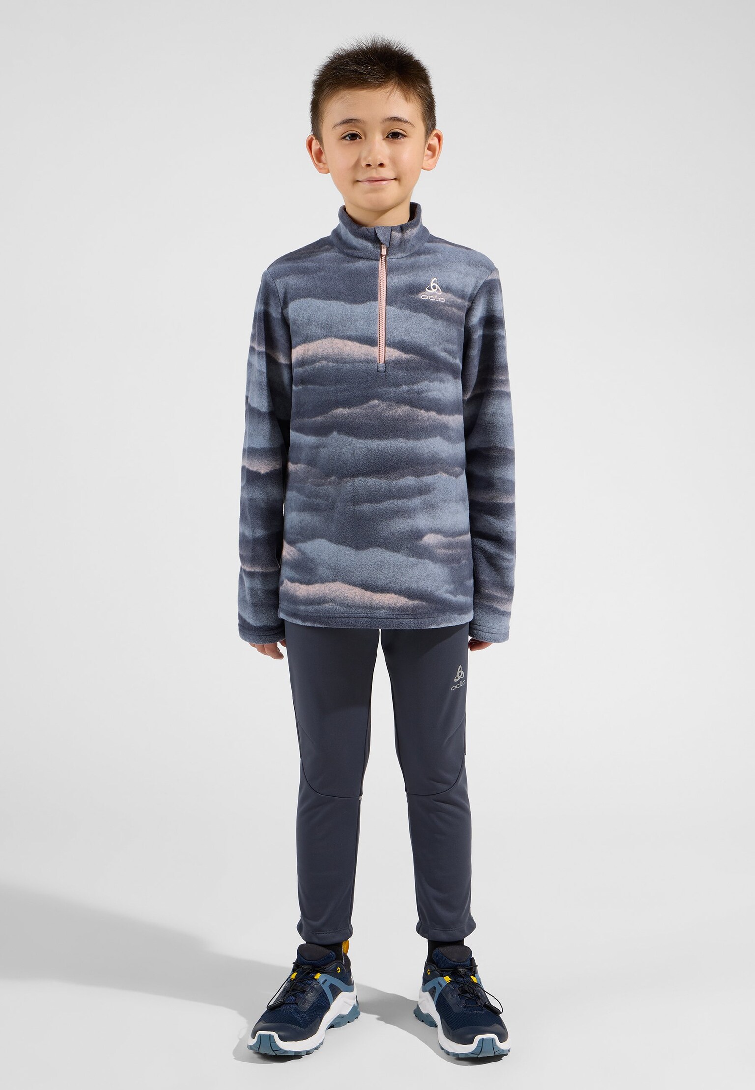 The Roy kids' graphic half-zip mid layer
