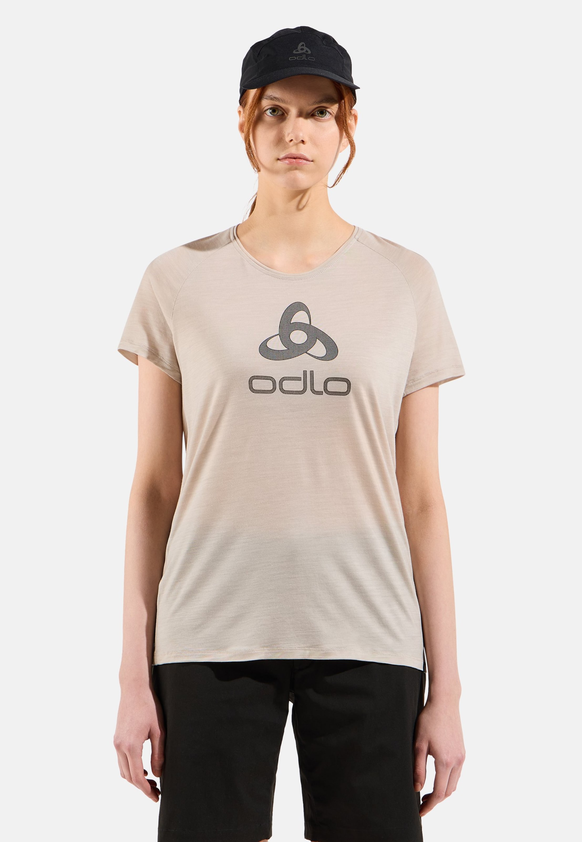 Odlo Ride 365 PW130 Logo Print Radshirt für Damen - Commuting - beige, L